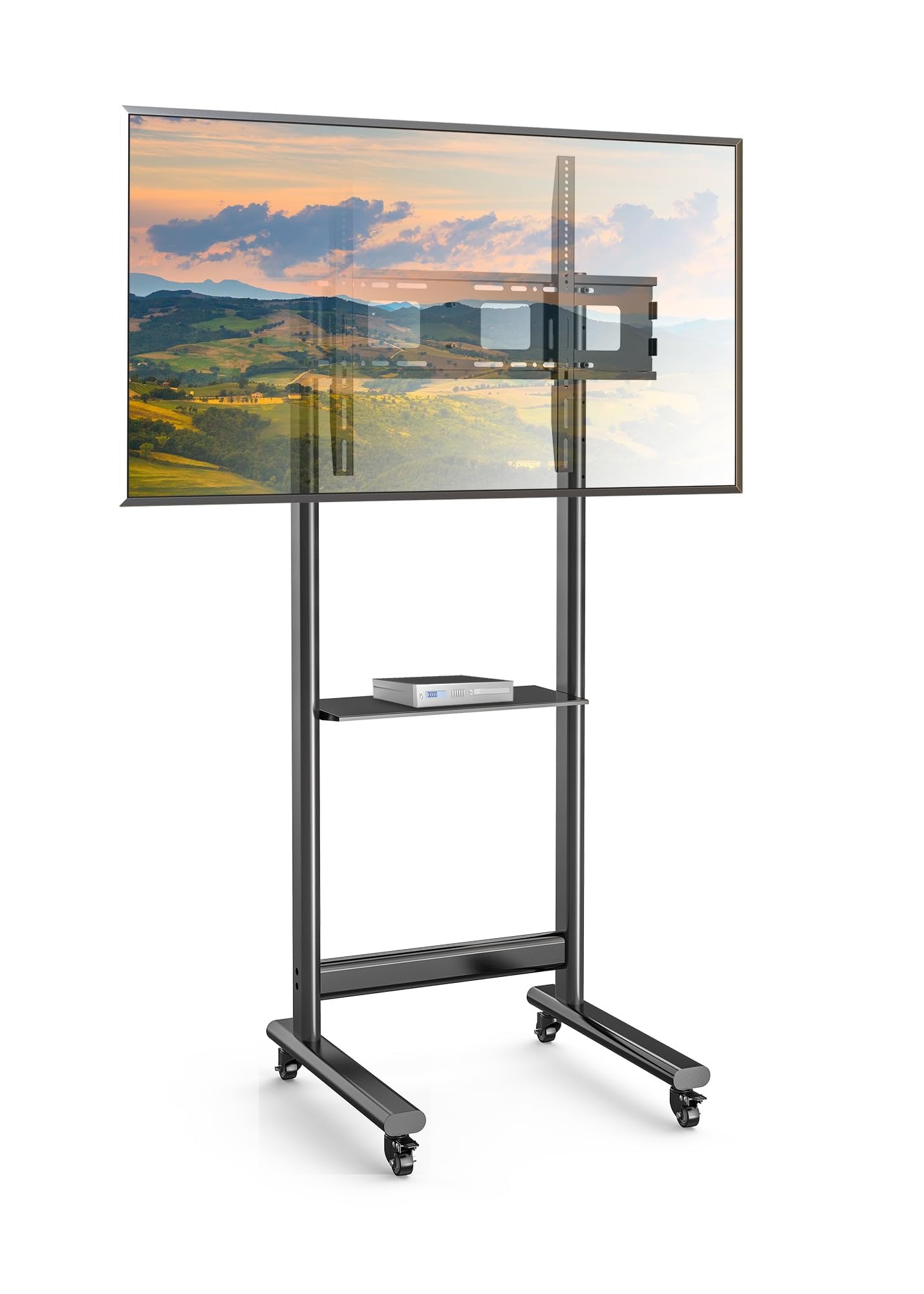 Techly 367843 Supporto da Pavimento TV LCD/LED 50-90" Altezza Regolabile con Mensola Nero