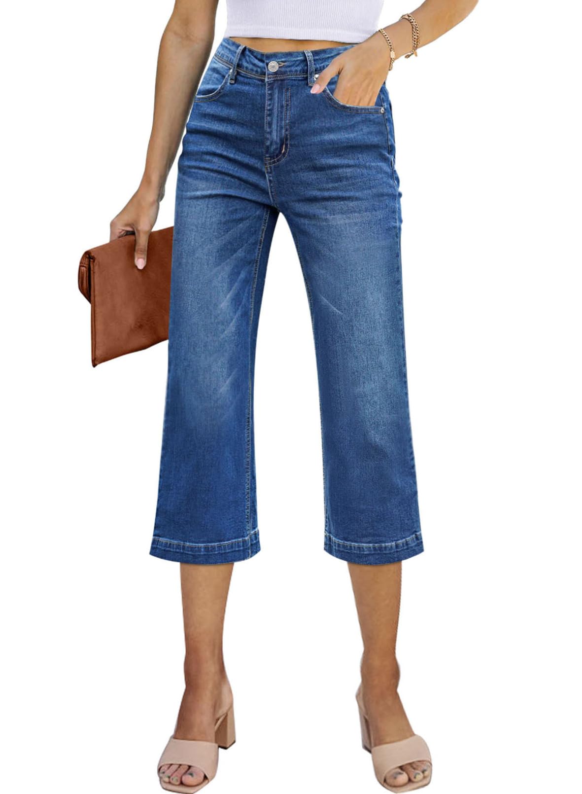 Sidefeel Wide Leg Capri Jeans