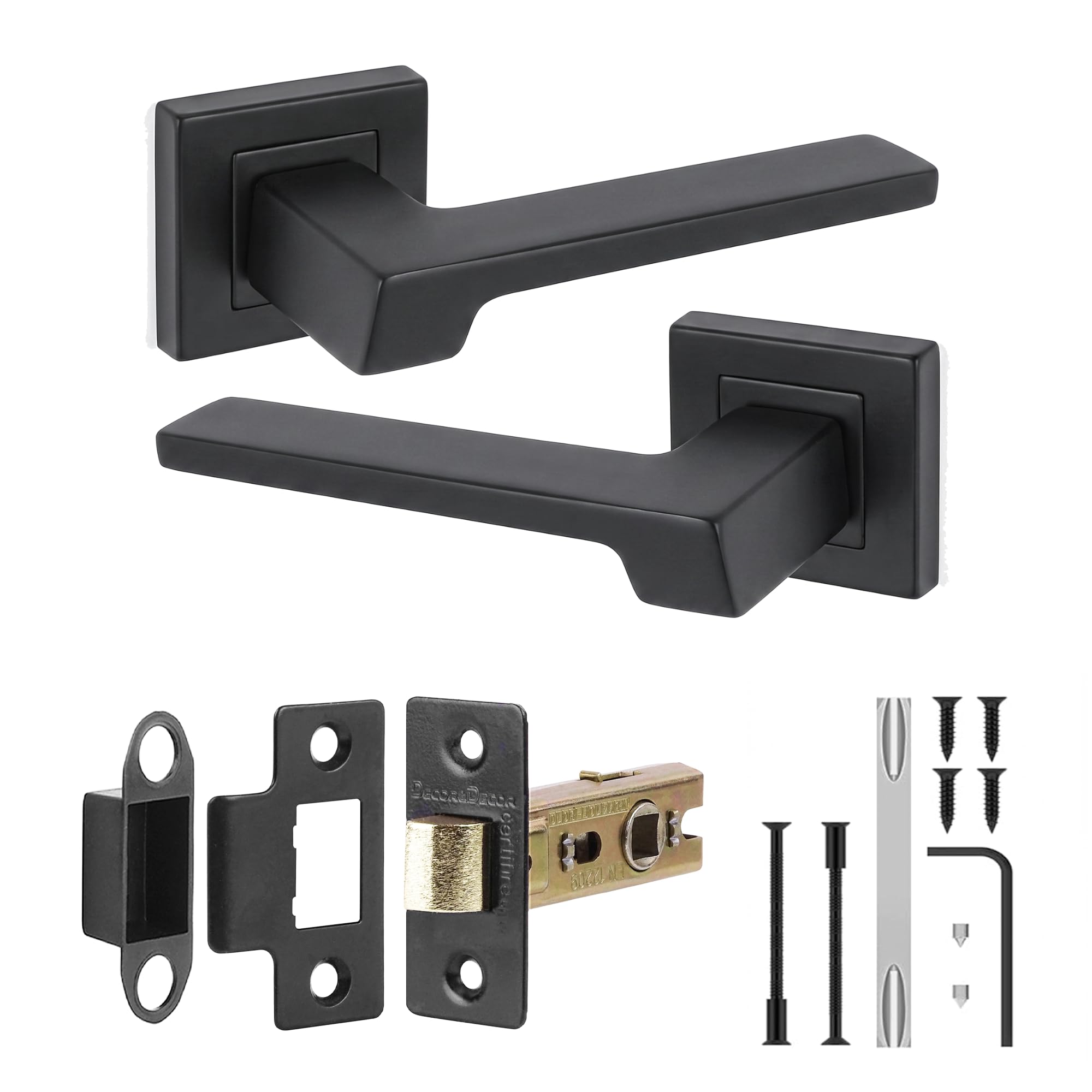 B&Q - DecoranddecorBlack Door Handle SetInternal Door Handle SetLatch Kit 64mmSpectra Range
