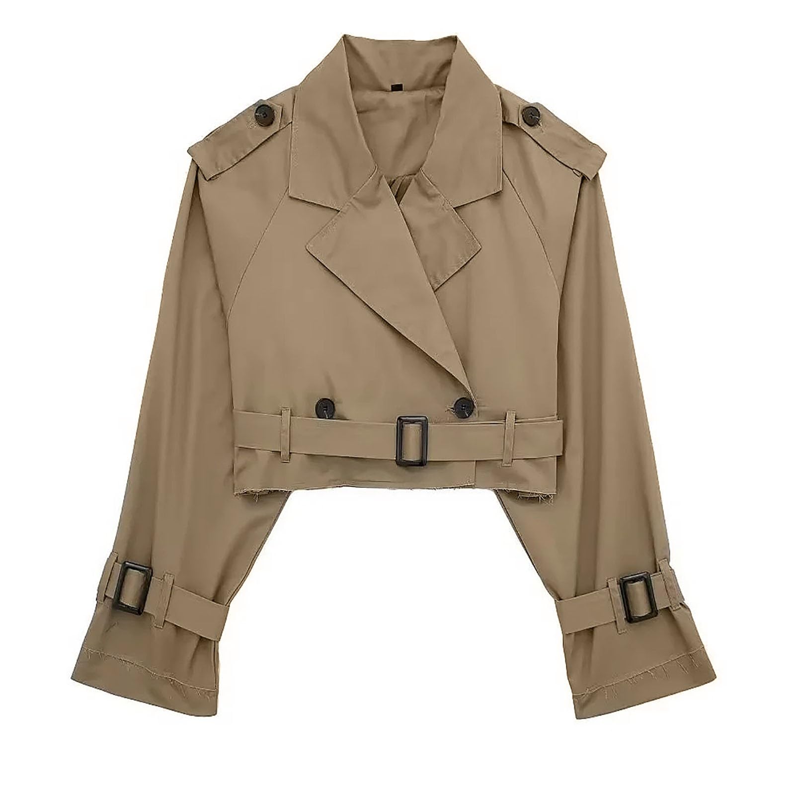 Genérico Gabardina Corta Mujer Trench Abrigos Elegante Chaqueta Primavera Talla Grande Cazadoras Ropa Casual Gabardinas Otoño Invierno De Entretiempo con Bolsillo Abrigo