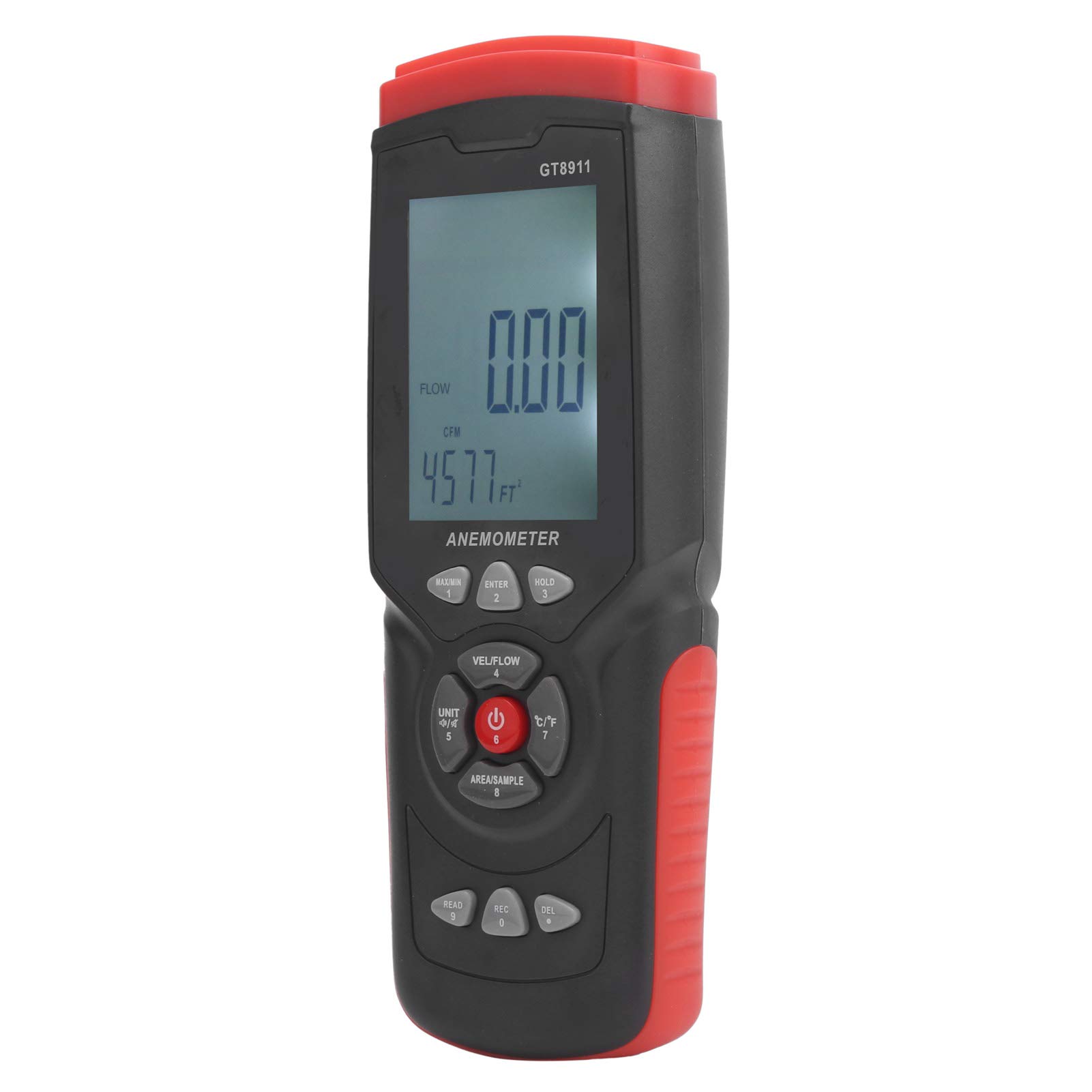 Hyuduo Anemómetro Digital LCD Medidor de Velocidad del Viento Térmico ABS 0 a 67 Mph 32 a 113F Medición de Temperatura del Volumen del Viento para Técnicos de Oficina de Fábrica de HVAC