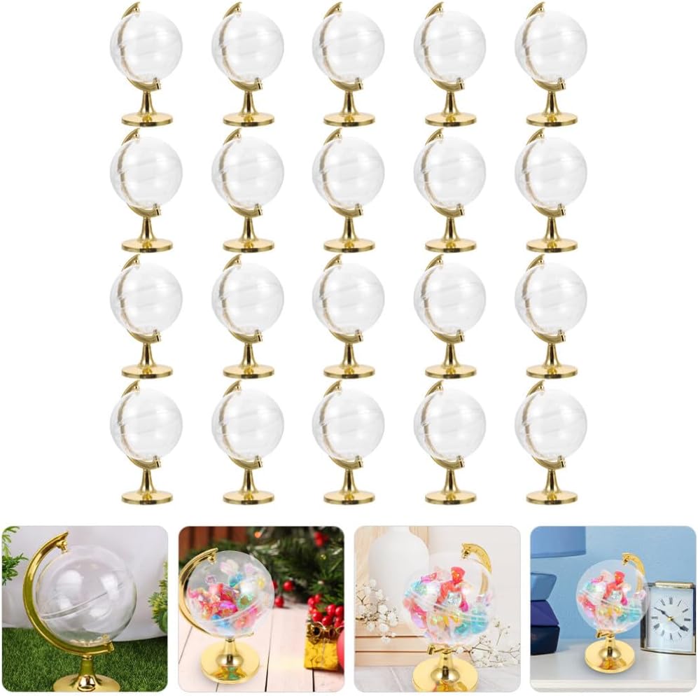 Ciieeo Earth Shaped Candy Boxes 4.53 Inch Clear Globe Party Favor Containers Wedding Cases Small Item Storage