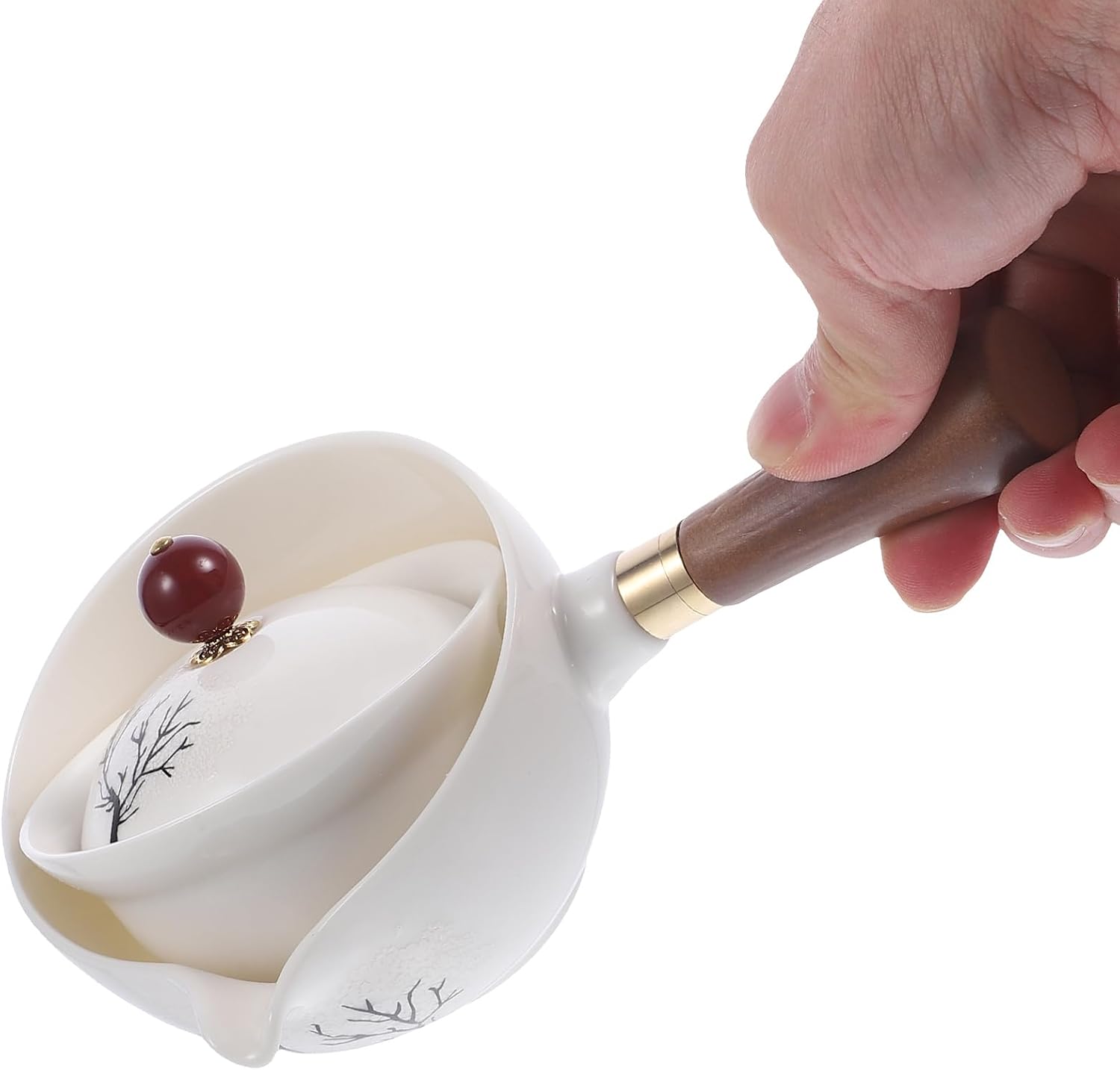 Hemoton Vintage Kung Fu Teapot Traditional Pattern Porcelain Tea Kettle Infuser Chinese Style Tea Maker Loose Leaf Tea Ideal Home Office Tea Parties