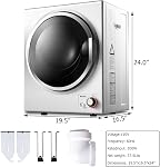 COSTWAY GYJ25-78 110V Electric Portable Clothes Stainless Steel Tub Laundry Dryer, for 4 Automatic Drying Mode, White