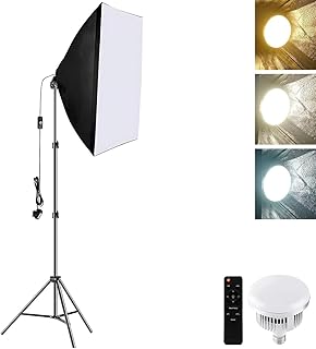 Gluckluz Soft Box Lighting Kit Continuous Photography Lighting 19.7 x 27.5 Inch Photo Studio Lights with E27 Bulb & Remote Control for Camera Shooting Video Recording Portrait Live Streaming
