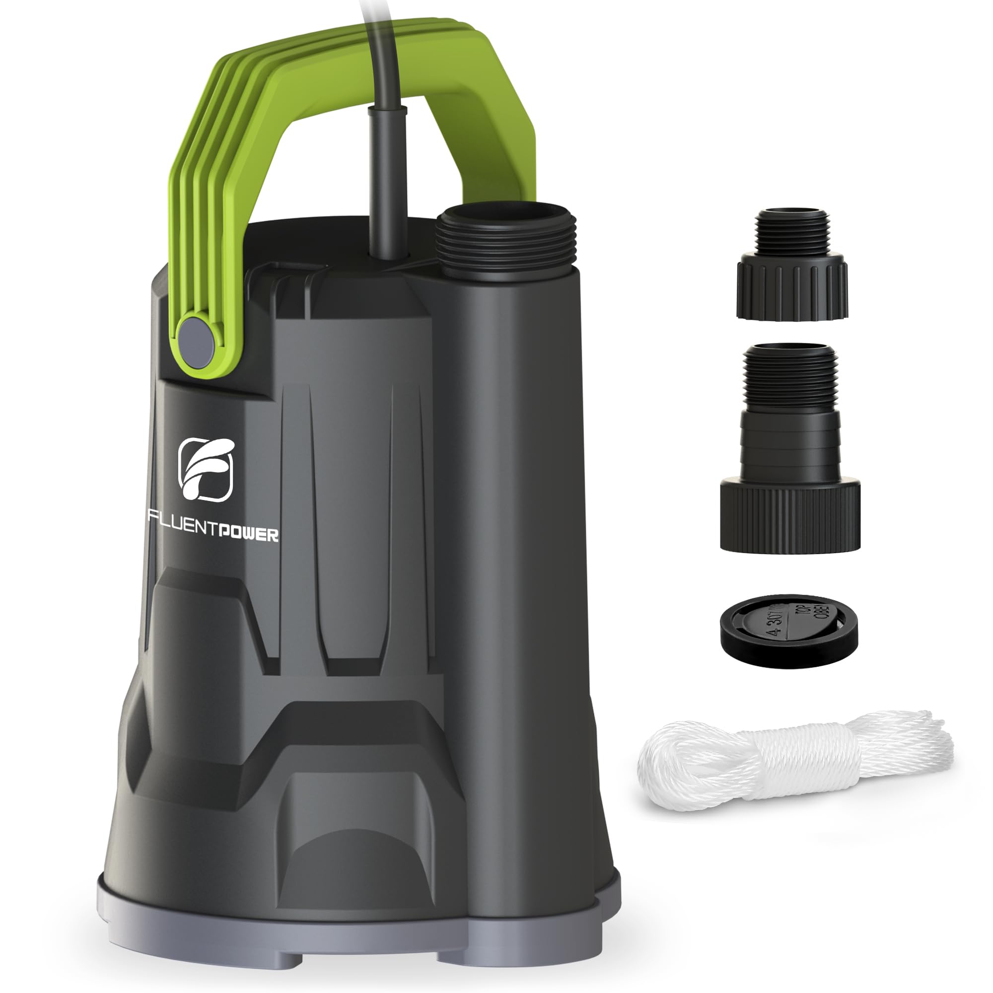 sump pump, 1/2hp submersible water pump, 2500gph utility pump manual control for swimming pool garden pond basement draining, with 16.4ft cord, adapters, check valve and rope