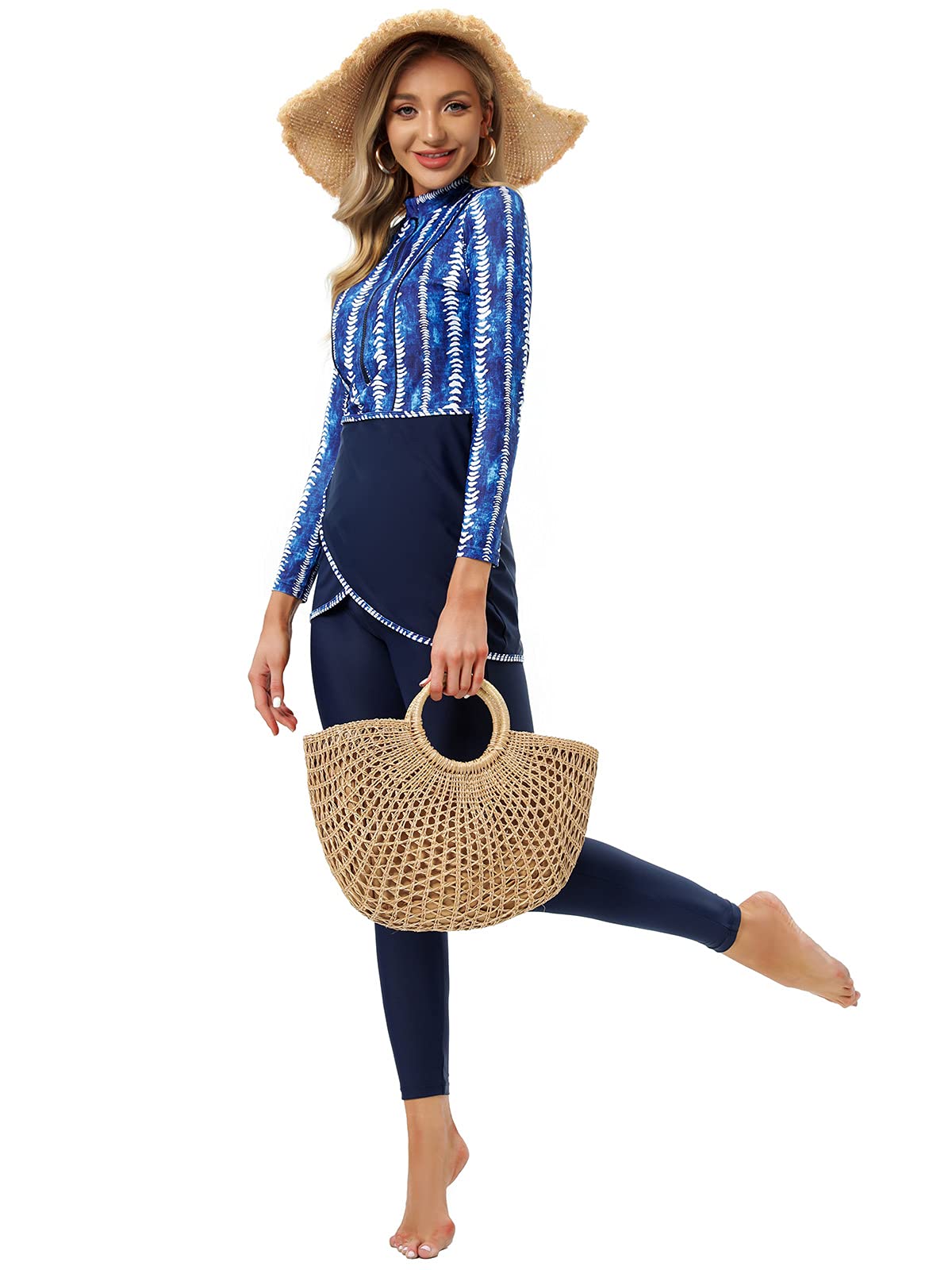Costume da Bagno Musulmano 3 Pezzi da Donna Hijab Burkini Modesto