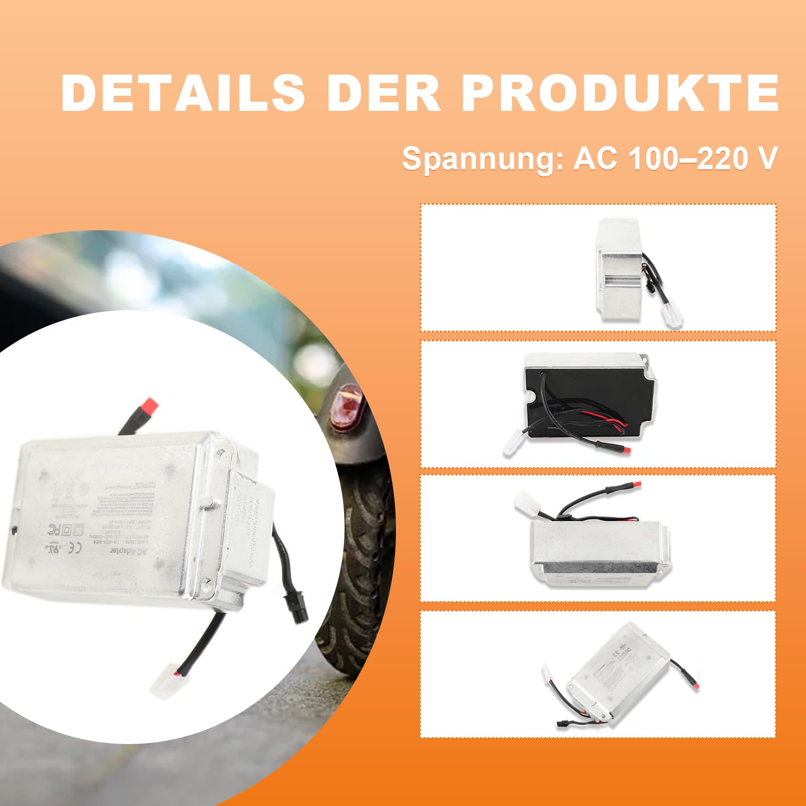 Mreryyse E Scooter Ladegerät, 100–240V Ladegerät für Elektroroller | 42V 2A Ladegeräte für Scooter,Elektroroller Eingebautes Ladegerät für Ninebot MAX G30