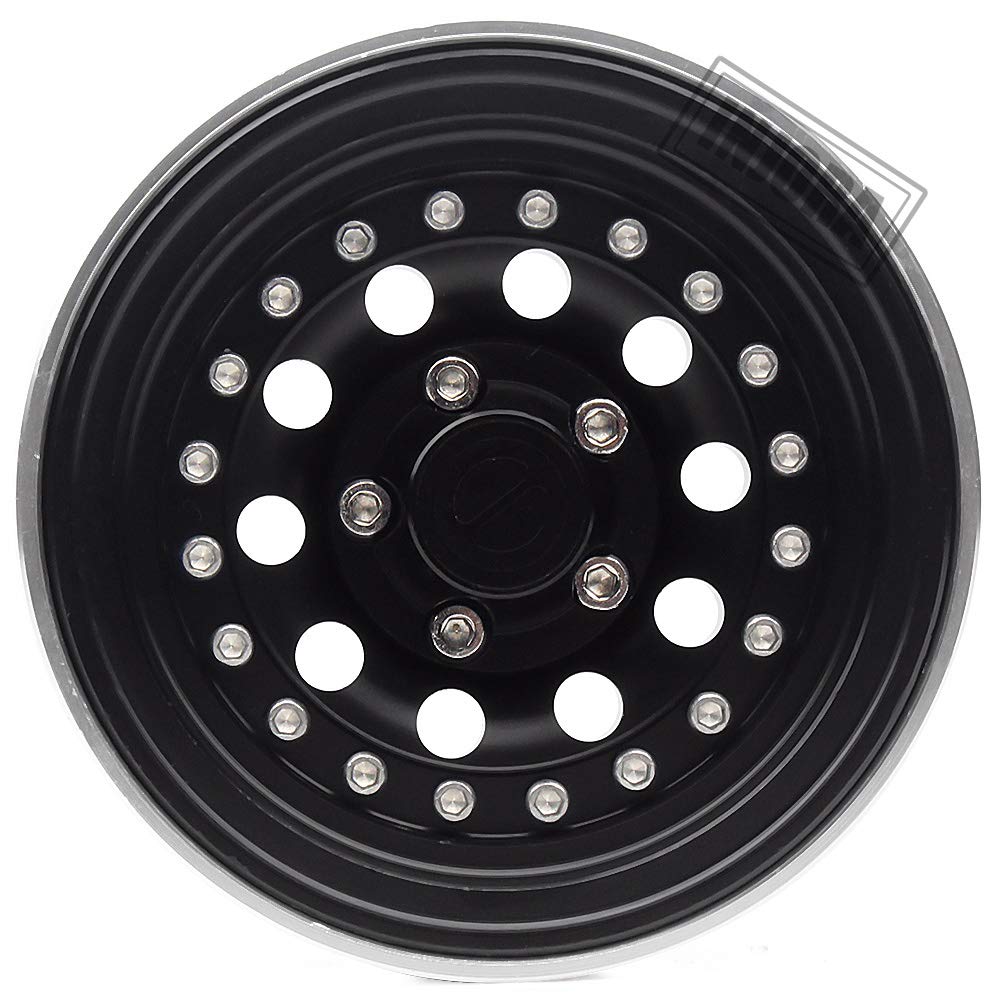 INJORA RC Jante 4PCS 1,9 Beadlock Roue Pneus pour 1:10 RC Crawler Axial SCX10 Pro II III TRX-4 Tamiya MST VS4-10 Redcat Gen 8 7 Pro Enduro(Argenté et Noir