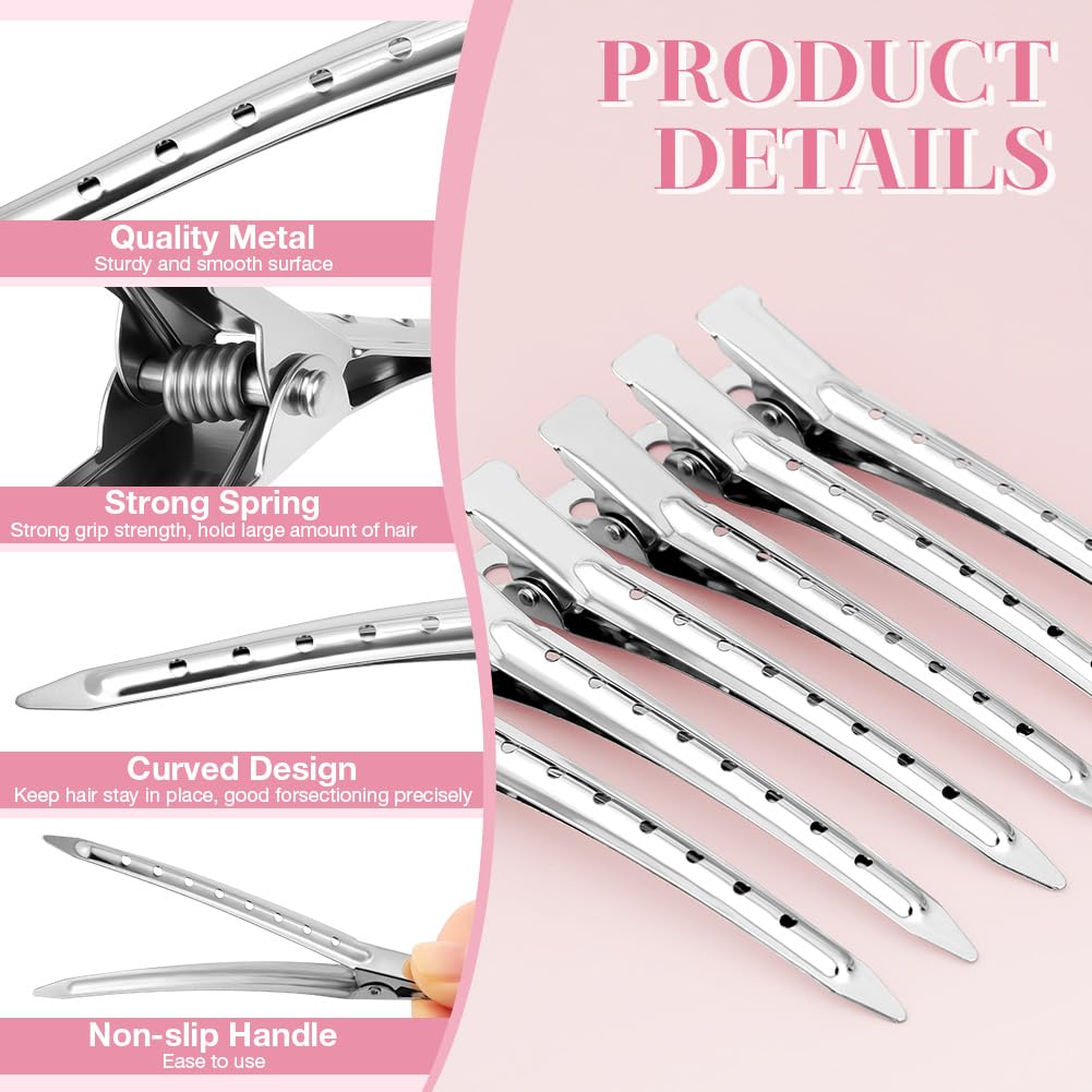 Fermagli per Capelli Professionali, 40 Pezzi Becchi D'oca per Capelli, Metallo Fermagl, Capelli Styling Clip per Capell, per acconciature Donna Ragazza Hair Clip - 4