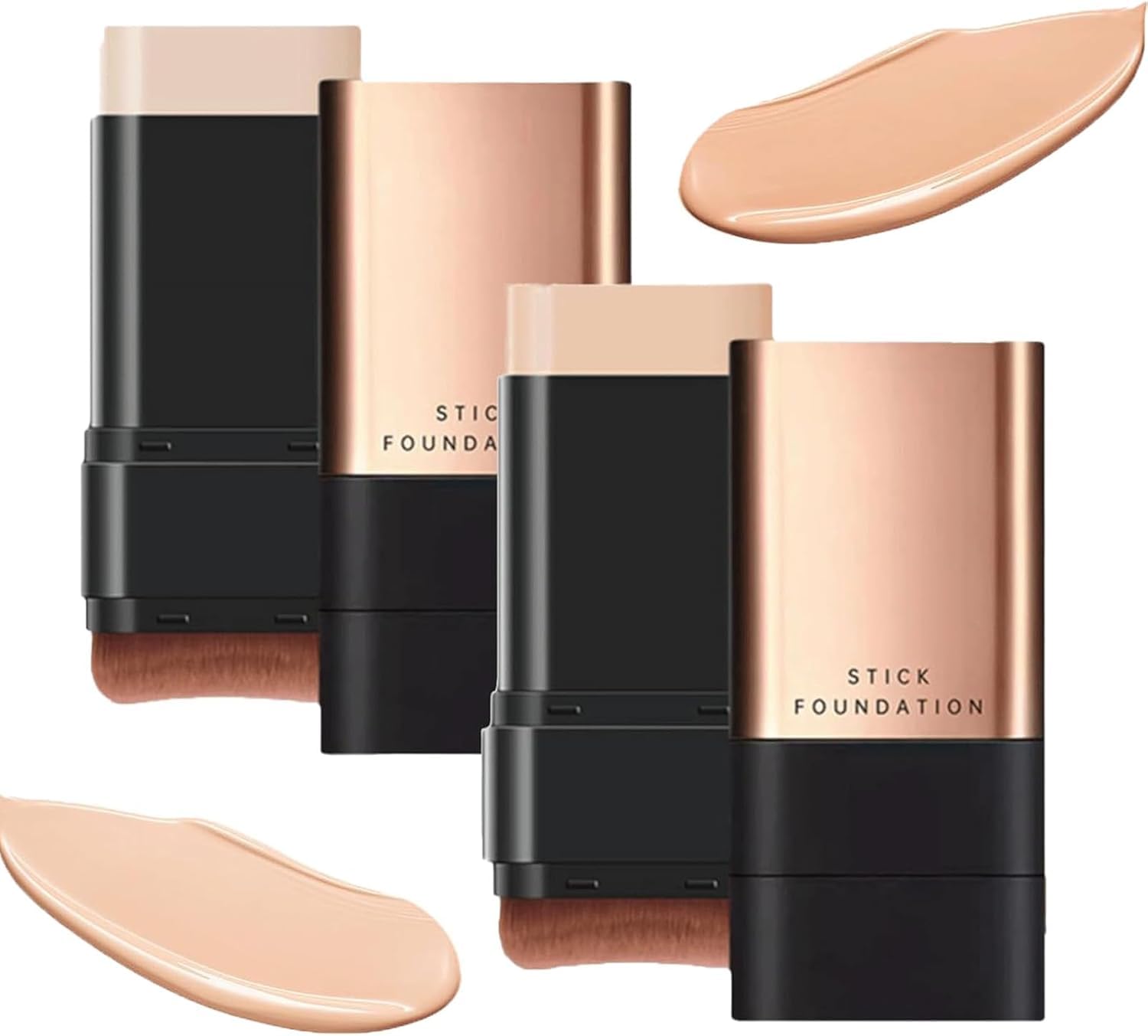 CHIDDHAN Luxury Anti-Wrinkle Foundation Stick, 2 in 1 Waterproof Long-Lasting Double Head Foundation Make Up Stick with Brush, (Natural, 1 PCS)