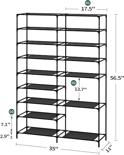 Miniatura 10 de Jerry & Maggie Simple Trending - Estante ancho para 39 zapatos, estante apilable de 6 niveles para garaje, espacio pequeño para dormitorio, estante