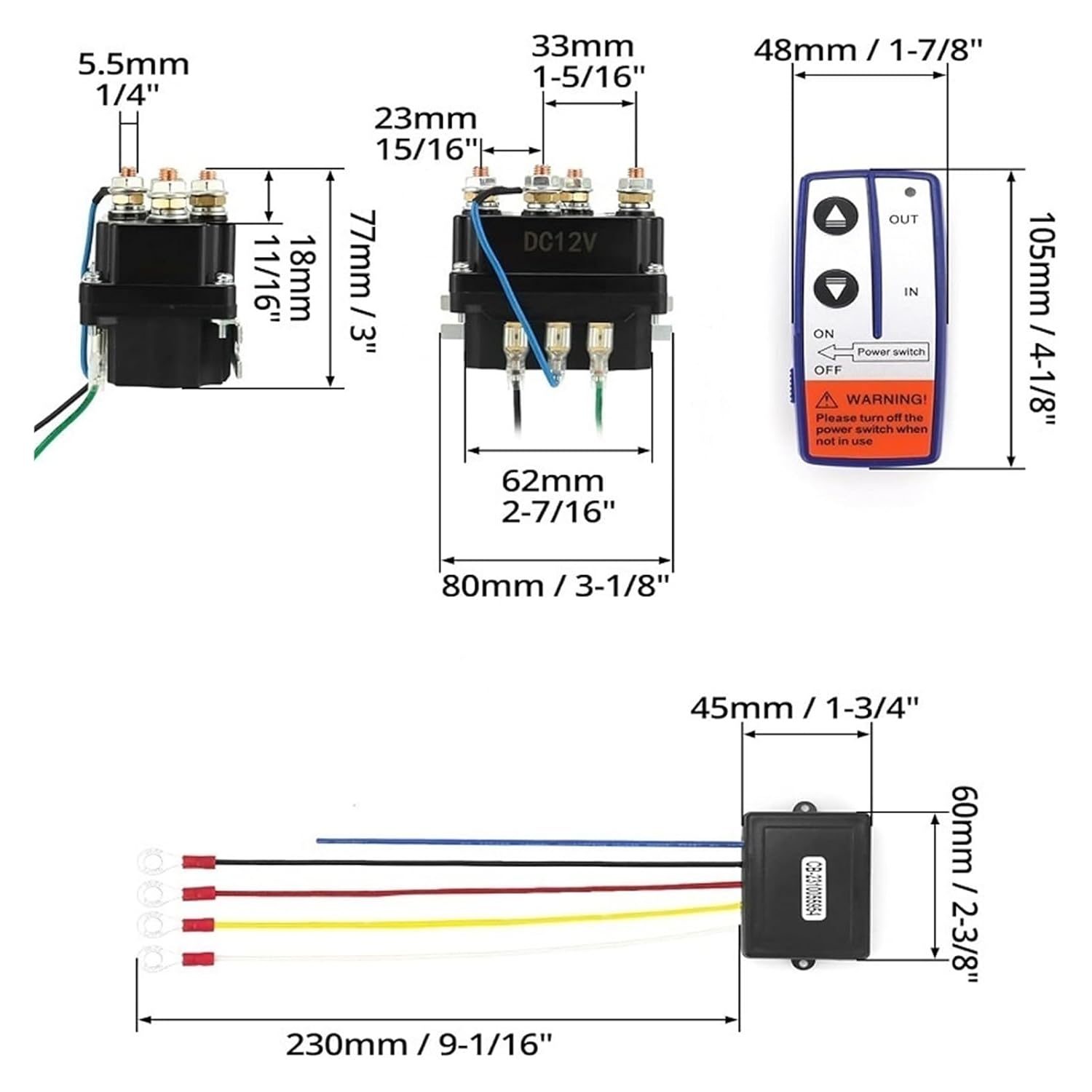 New 4250X 12V/24V 250A Car Winch Relay Suit with Remote Control
