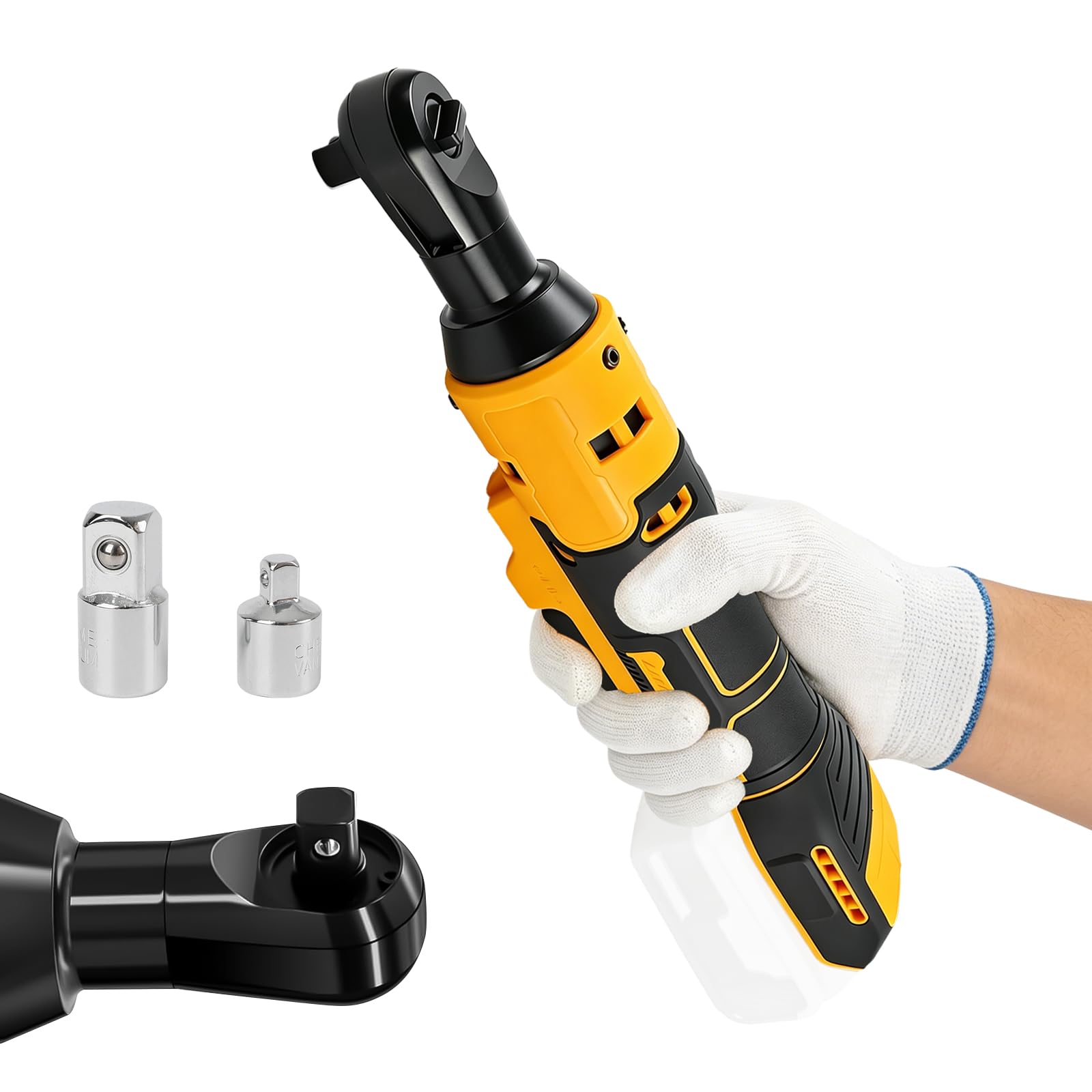 Chiave a cricchetto senza fili da 3/8" per Dewalt 18/20 V, chiave a cricchetto elettrica, controllo della velocità variabile con luce LED, adattatore da 1/2" 1/4", 280 giri/min, 80 N.m (senza batteria