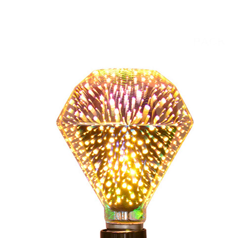 Funey - Confezione da 2 lampadine a LED Diamond Shape, con effetto fuochi d'artificio 3D, per illuminazione d'atmosfera decorativa E27 Edison 7 W 160 lm 220-240 V senza sfarfallio, non dimmerabili