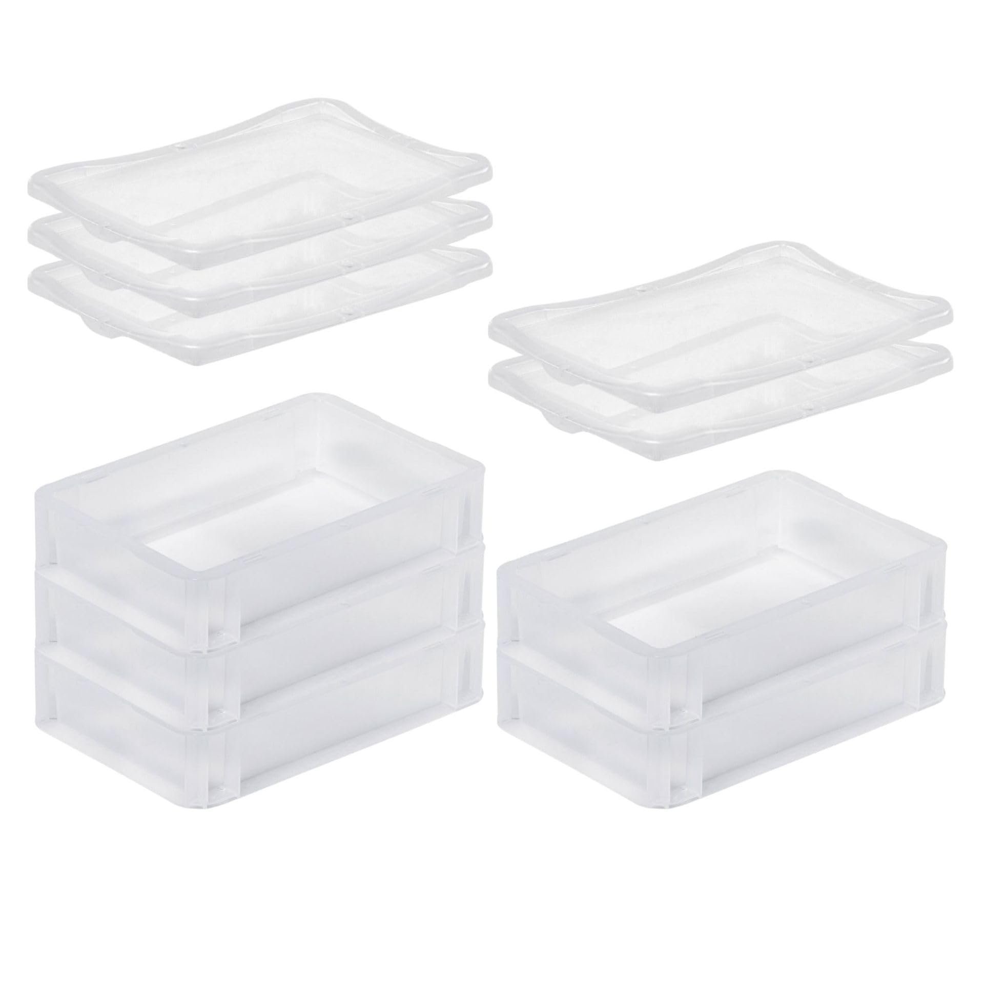 PROREGAL SuperSparSet 5x Transparenter Eurobehälter BasicLine mit geschlossenem Griff & Klickdeckel | HxBxT 7x20x30cm | 2,9 Liter | Eurobox Transportbox Transportbehälter Stapelbehälter