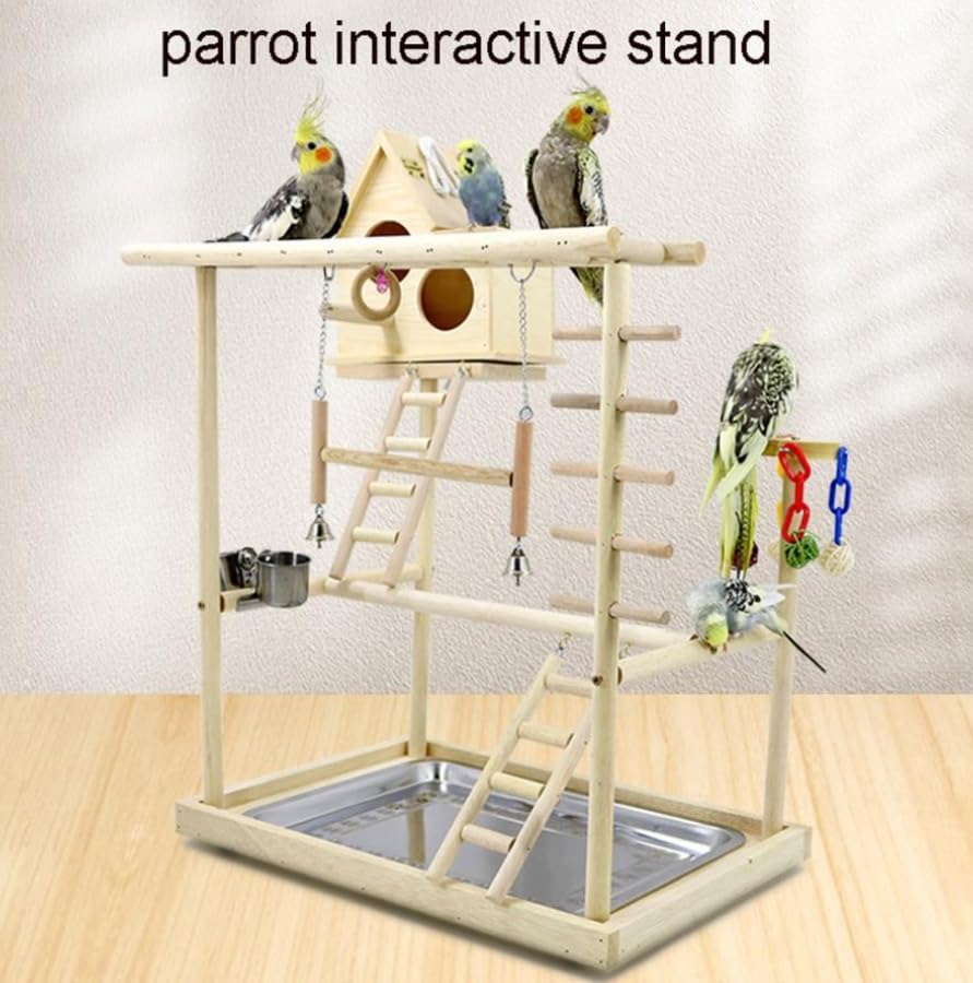 Luminexia Parque Infantil para pájaros,Puesto de Juegos para jaulas de pájaros,con Juguetes de Copa,Bandeja,Columpio para pájaros,Escalada,Parque Infantil para cacatúas,Perchas para pájaros