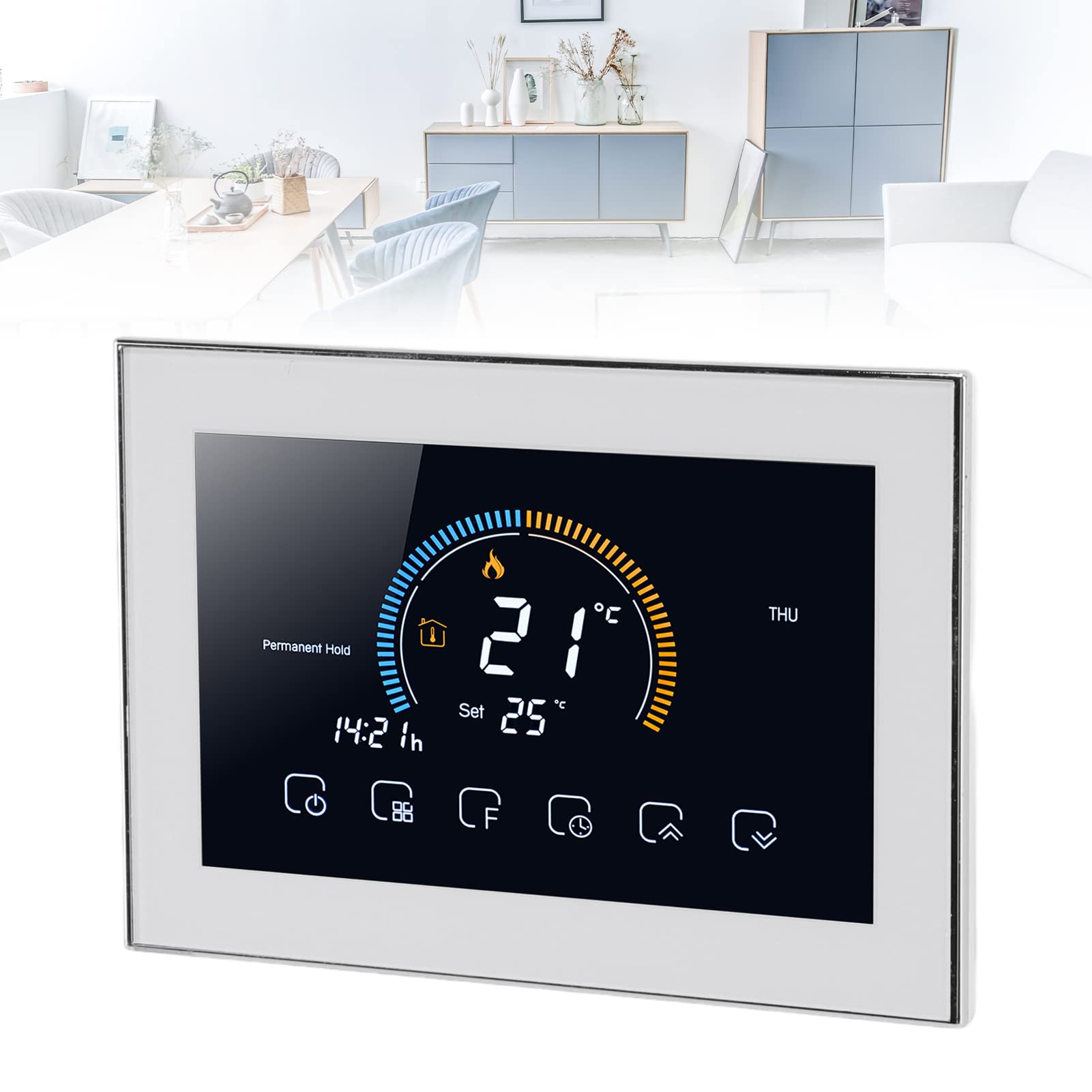 Termostat Pokojowy, Czujnik NTC3950 Inteligentny Programowalny Termostat z Ekranem Dotykowym LCD do Wnętrz
