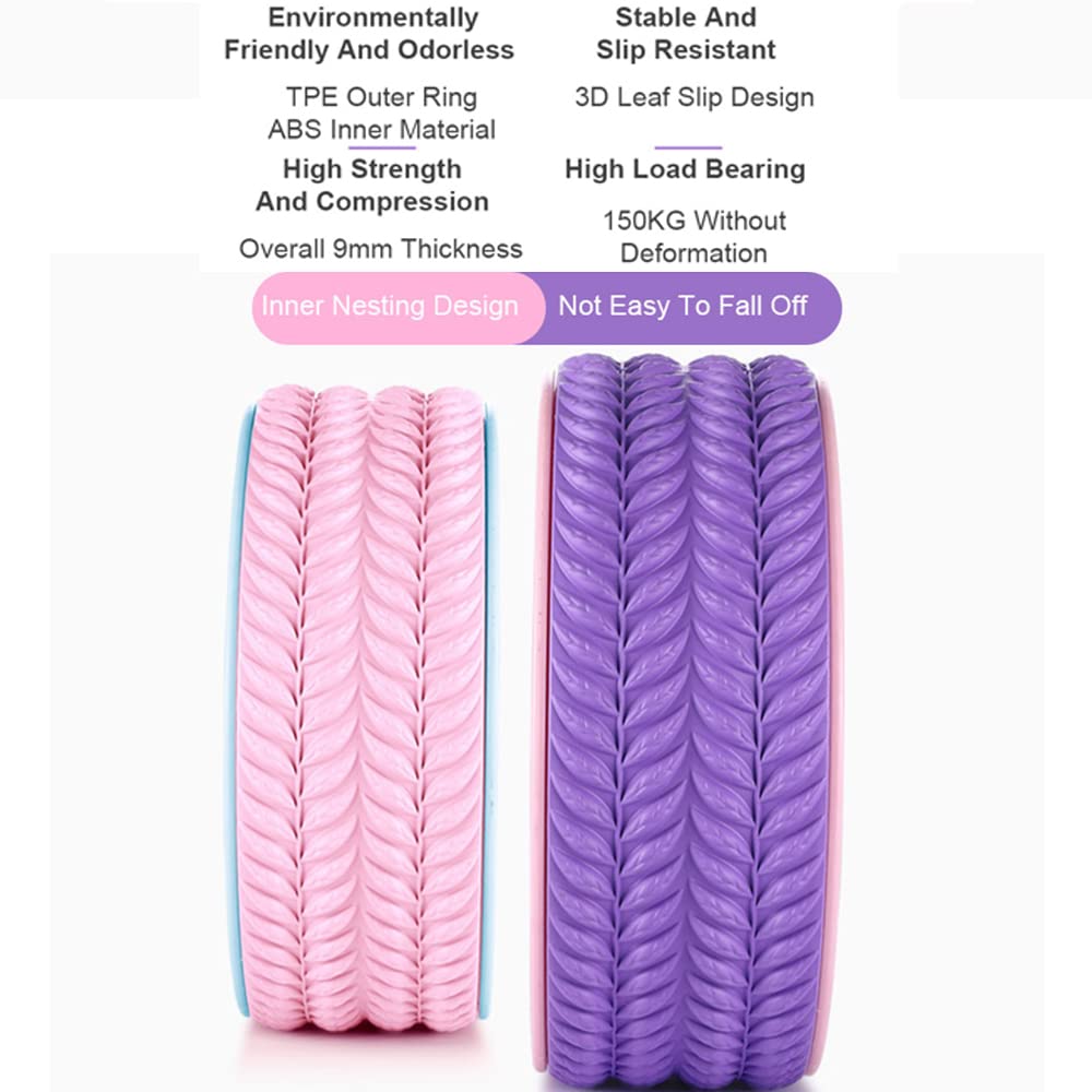 3D Fitness Yoga Rückenrolle Design Anti Rutsch Yoga Rolle Pilatus Rand Doppelfarbe Yoga Rad Trainingsgerät,Rosa