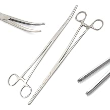 DDP New 2PC Fishing Set 12" Straight + Curved HEMOSTAT Forceps Locking Clamps