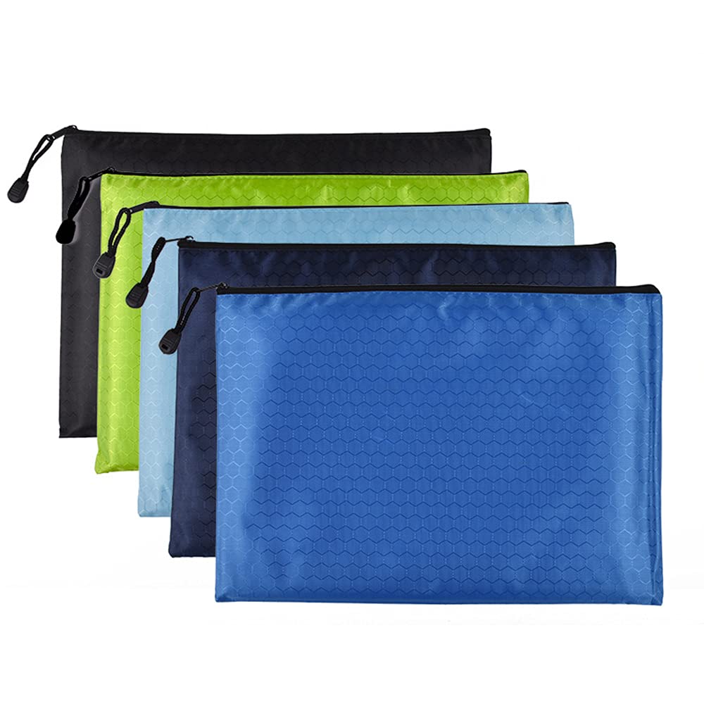 12 Piezas A4 Bolsas de Documentos, Bolsas de Archivos con Cremallera, Carpetas de Archivo de Cremallera, para la Escuela, Oficina, Tareas, Cosméticos, Almacenamiento de Recibos