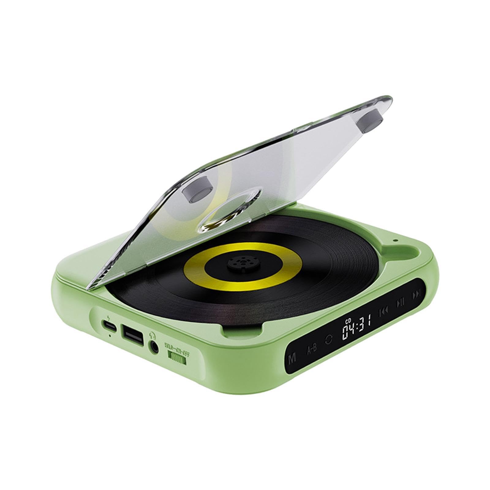 Reproductor de CD con Radio FM y Sonido portátil. Entretenimiento en casa y diversión al Aire Libre. Disfruta de tu música en CD o USB de Forma, Verde, 135 x 135 x 25 mm