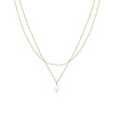 Dainty Pearl Pendant Necklaces for Women 14K Gold Plated Handmade Layered Pearl Chain Necklace Delicate Layered Pearl Necklace Everyday Jewelry Gift