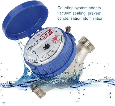 DEWIN Water Flow Meter - Water Meter Flow Meter 1/2 inch Cold Water Meter with Fittings for Garden Home Usage 15mm