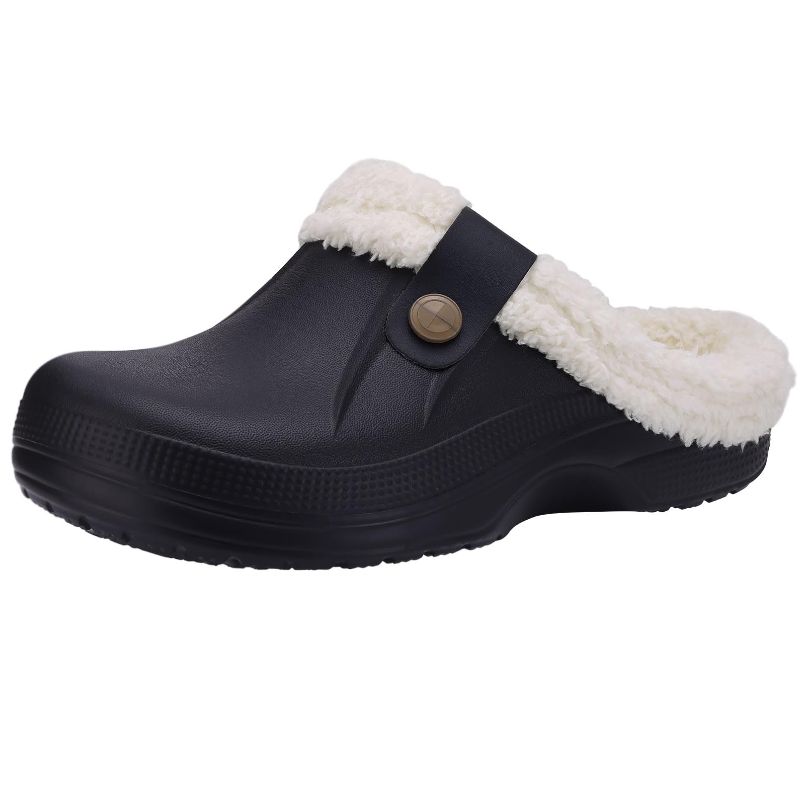 Classic Fur Lined Clogs Waterproof Winter Fuzzy Slippers for Women Men Indoor and Outdoor