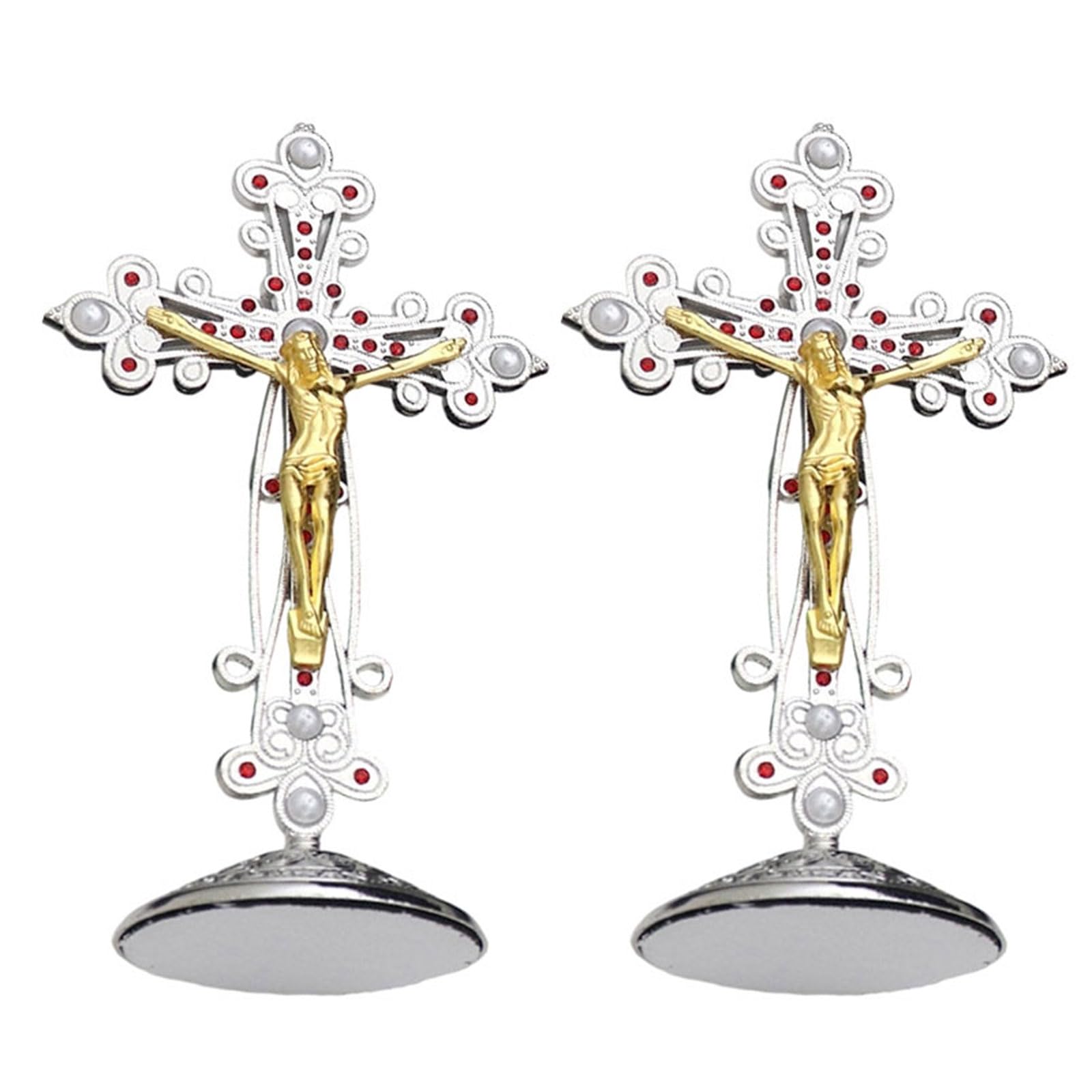hogtnd Crucifix, Crosses for Table Catholic Standing Crucifix for Altars, Christ Statue for Christian Home Decorations, Standing Crosses for Altars/Table Decorations