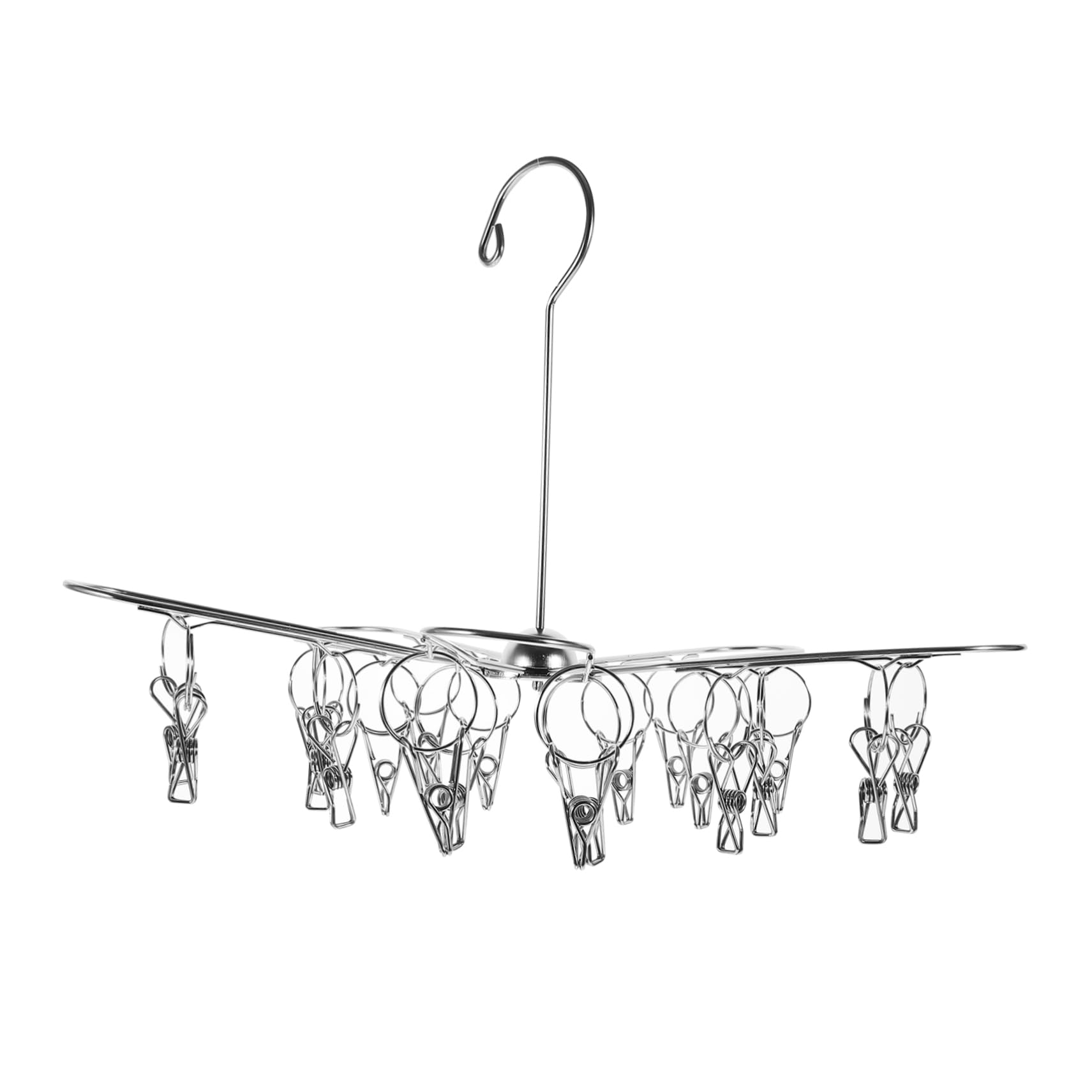 Amosfun 3 Pz Stendibiancheria pieghevole in acciaio inox grucce pieghevoli gruccia pieghevole espandibile asciuga calze con pioli mensole sospese appendi stendino per calzini Silver