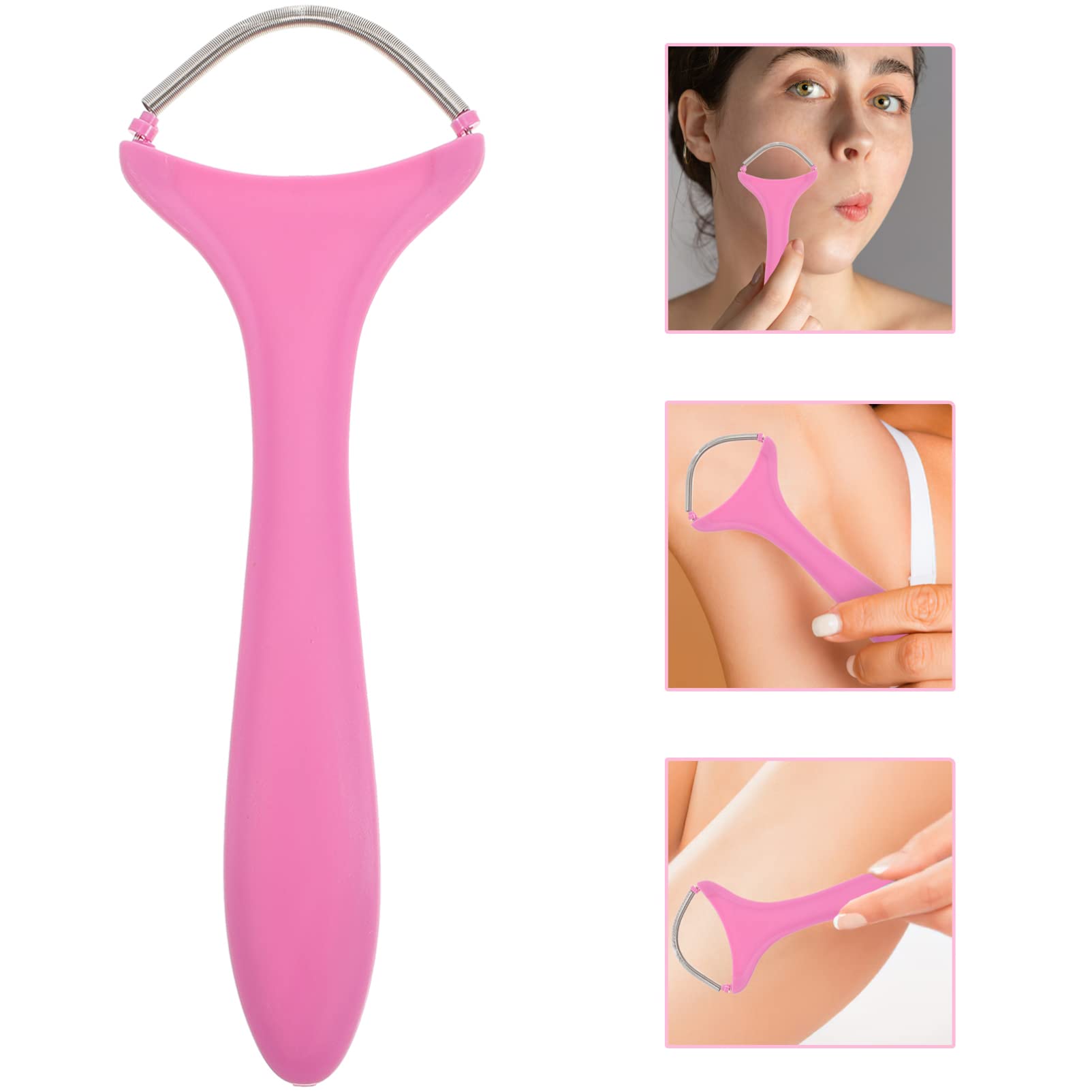 IWOWHERO Spring Facial Hair Remover Manual Tool for Women Non Slip Handle Portable Hair Removal Device for Quick Touch Ups at Home The Go