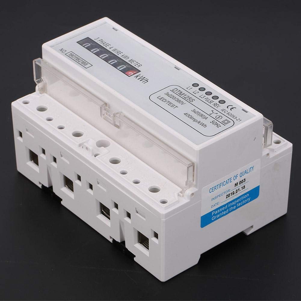 Keenso DTM125S Hutschiene Drehstromzähler, 220 / 380V 20-80A Dreiphasiger elektronischer Stromzähler 35mm Hutschiene Leistungsmesser Digital Stromzähler