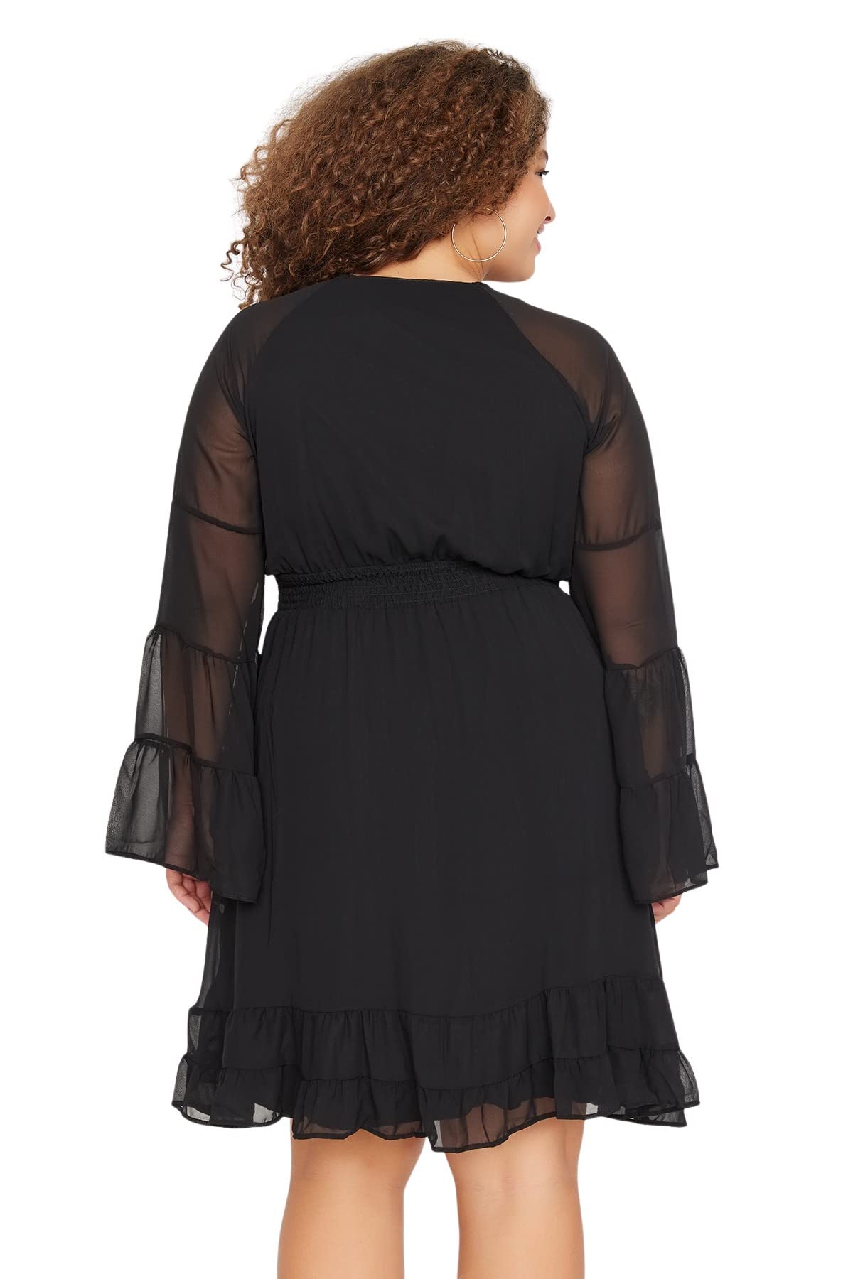 Trendyol Robe Grande Taille-Noir-Skater Femme