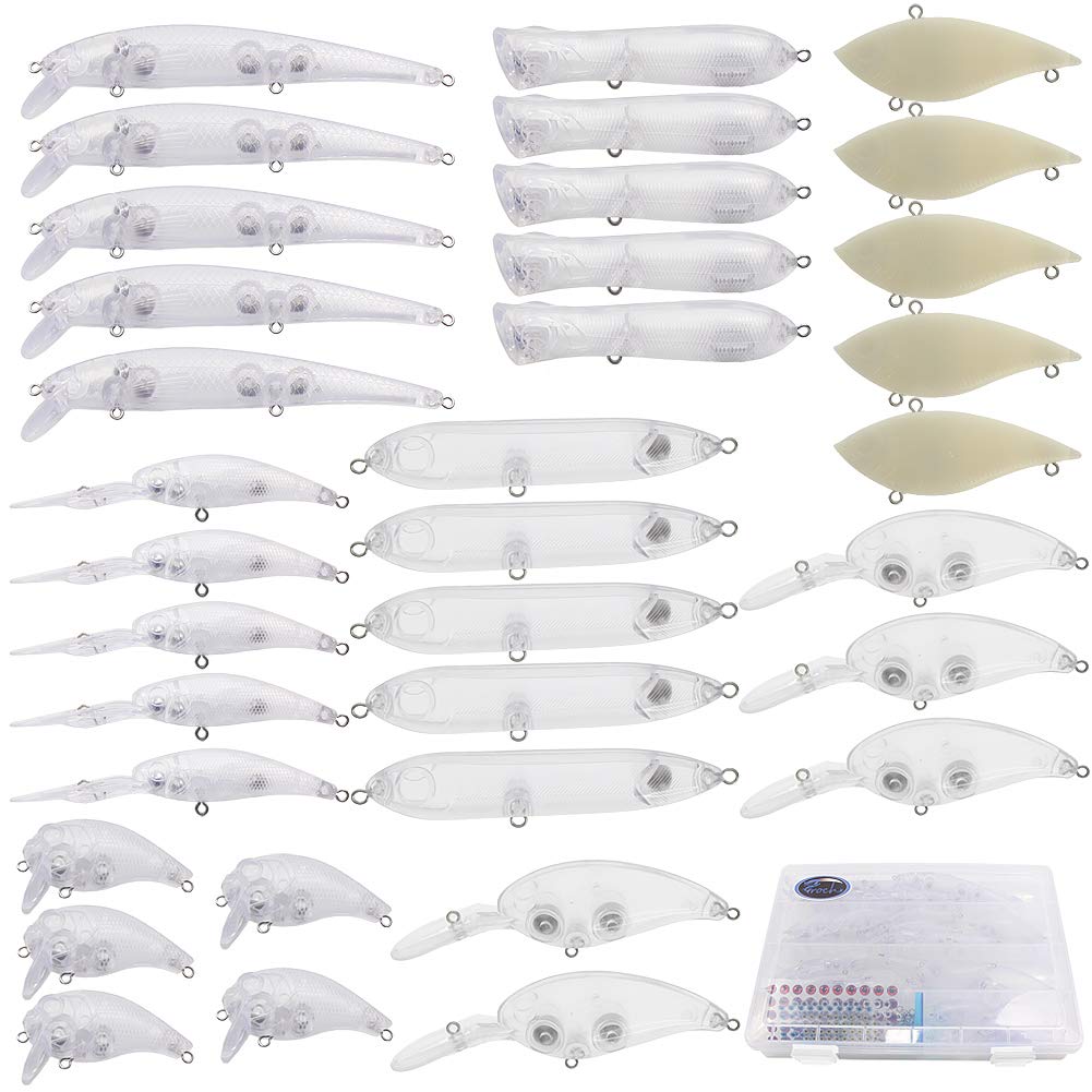 Croch Blank Crankbaits Unpainted Fishing Lure with Tackle Box