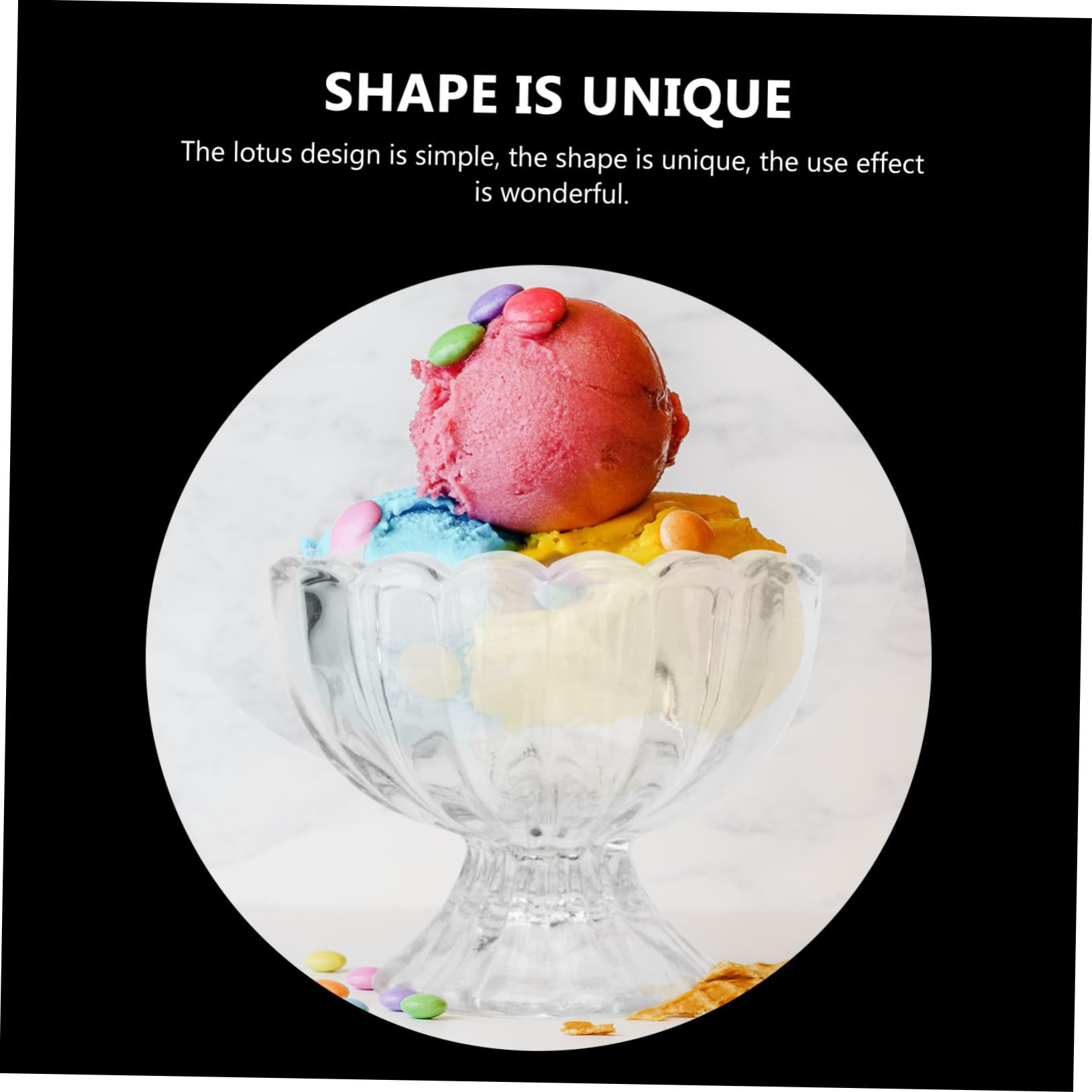 TEHAUX 5pezzi Coppette Gelato Vetro Trasparente Tazza di Loto per Budino e Gelato Ciotole da Usare come Tazza Ciotola per Yogurt