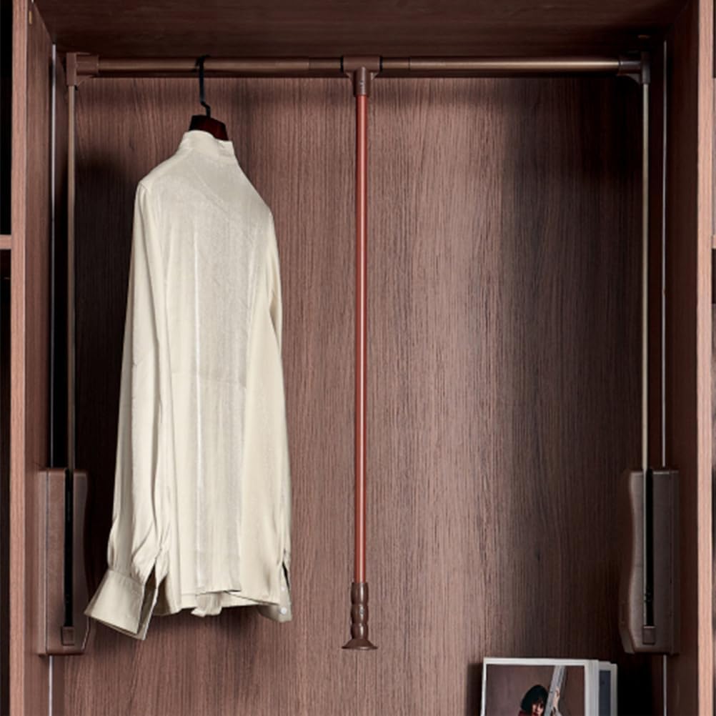 Retractable Wardrobe Rail, Adjustable 22-49 Inch Closet Hanger Organizer, Space Saving Storage System, Pull Down Wardrobe Rail Lift,S4,22to27in