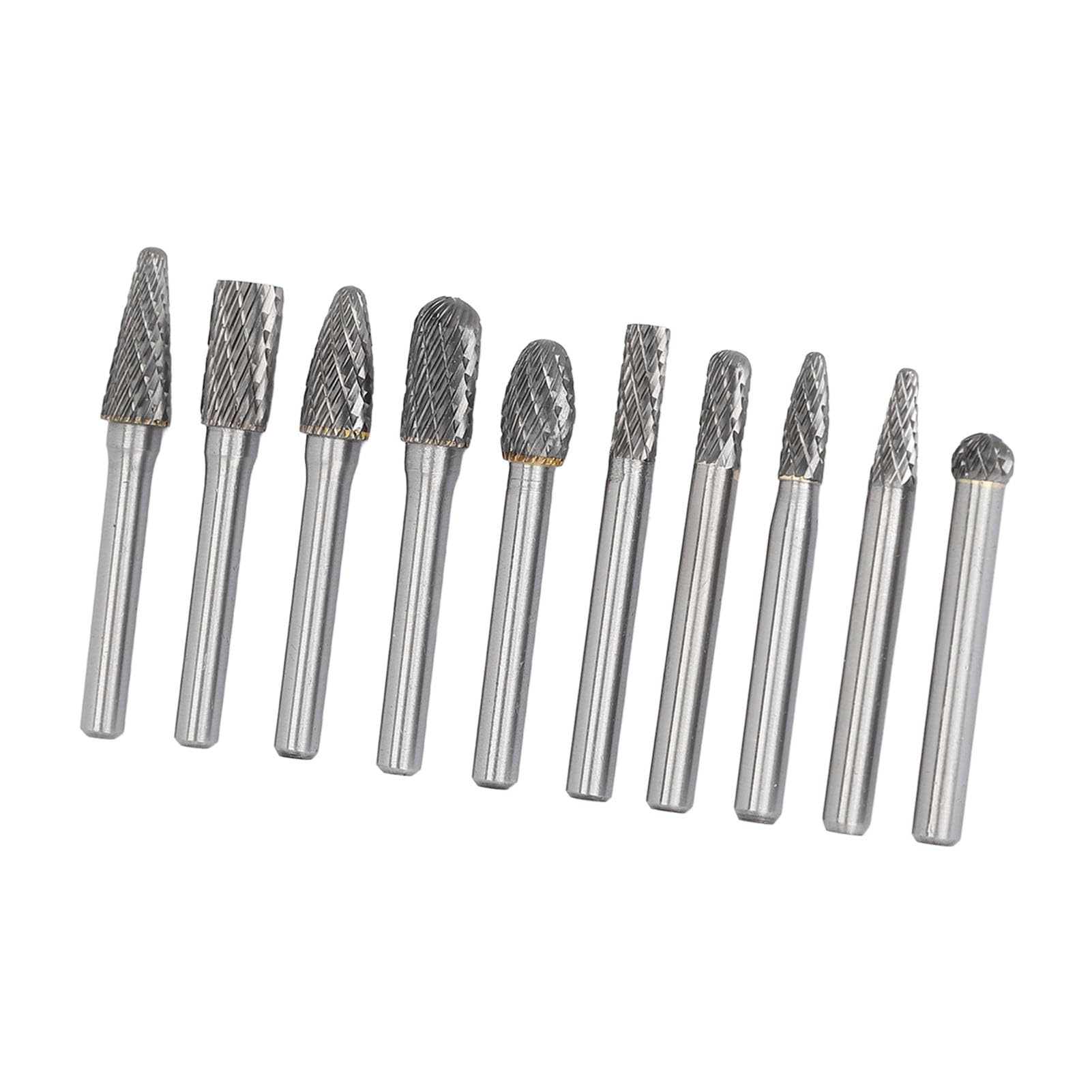 Juego de 10 brocas de fresas rotativas de carburo de tungsteno, rebabas de carburo de doble corte para el rectificado de metal y madera, compatibles con herramientas rotativas para