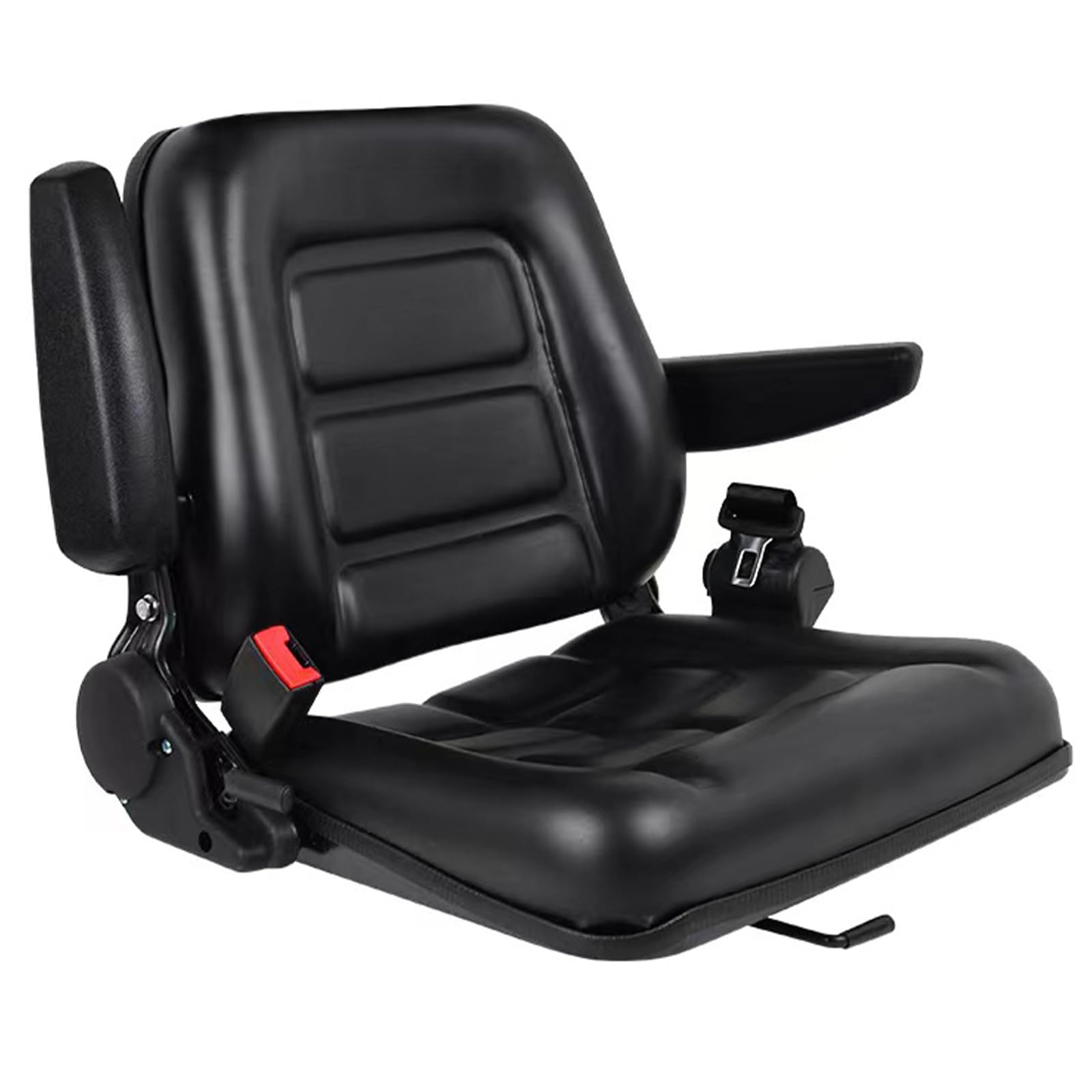 Asiento universal para carretilla elevadora, asiento de tractor plegable con reposabrazos trasero de ángulo ajustable, reposabrazos y cinturón de seguridad, para tractor, excavadora, excavadora