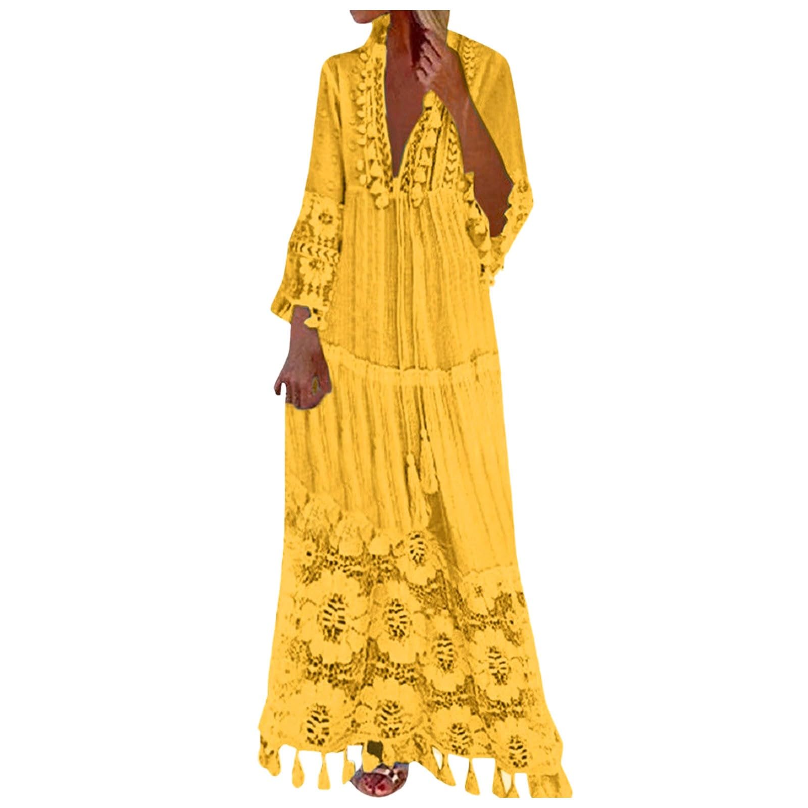Generico Copricostume Donna Mare Caftano Loungewear Ideale Lungo Vestito Elegante Estivo Kaftano Casual BohéMien Kimono per Vacanze Spiaggia
