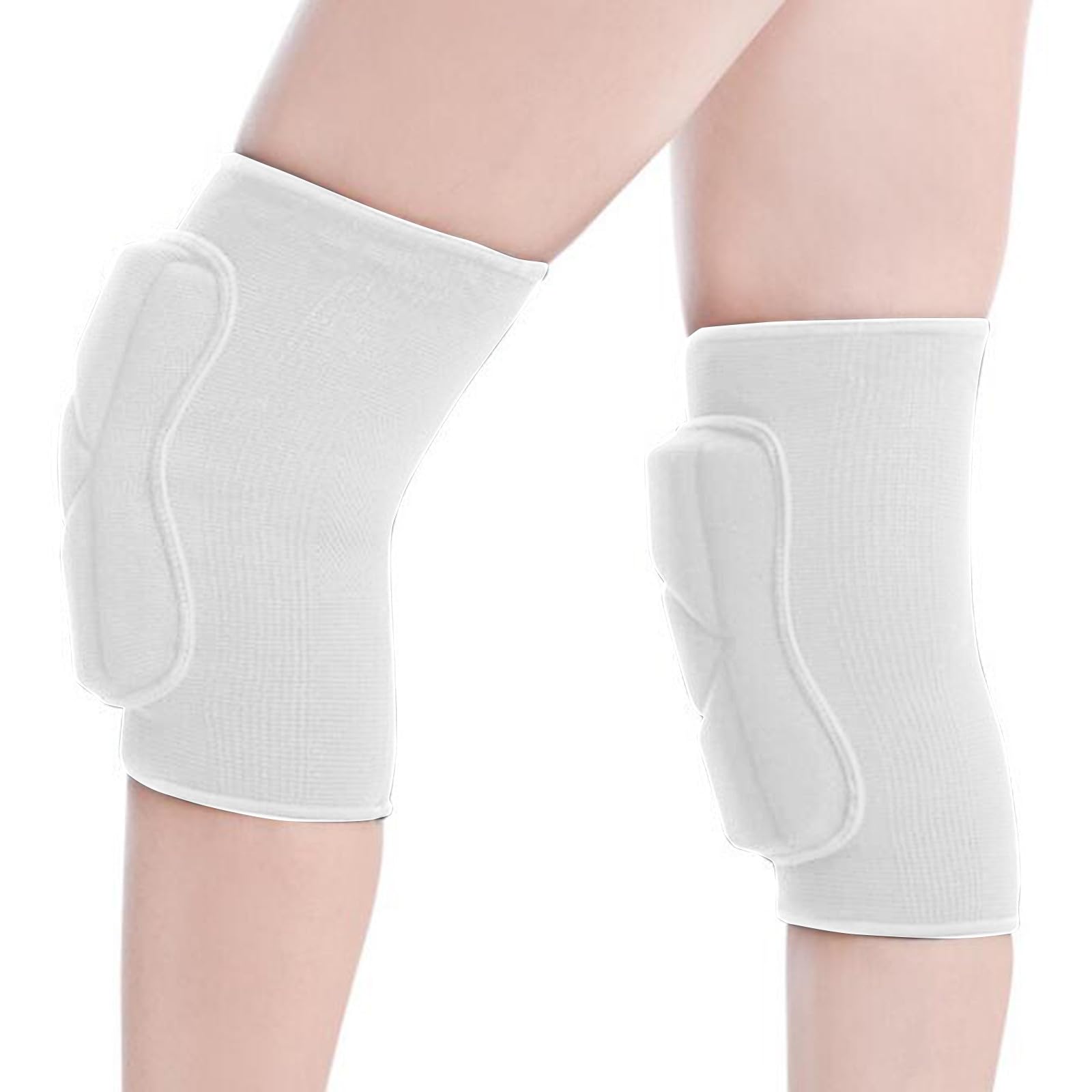 Protective Knee Pads, Thick Sponge Anti-Slip, Collision Avoidance Knee Sleeve Anti-Slip Collision Avoidance Pad for Volleyballs, Handball, Dance White