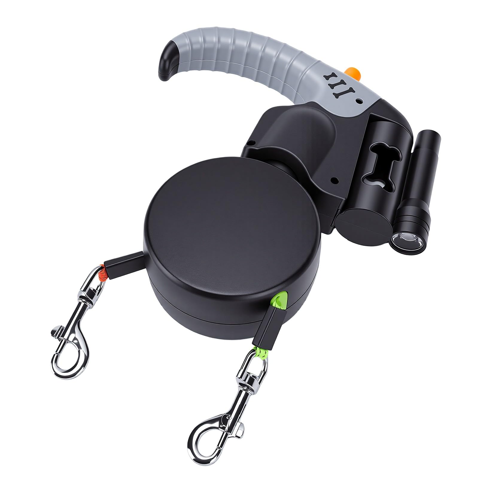 Generic Guinzaglio Doppio per Cani Antigroviglio a 360° con Luce LED e Supporto per Sacchetto dei Rifiuti Perfetto per le Passeggiate Serali per Cani Attivi (3 metri / 9,8 piedi)