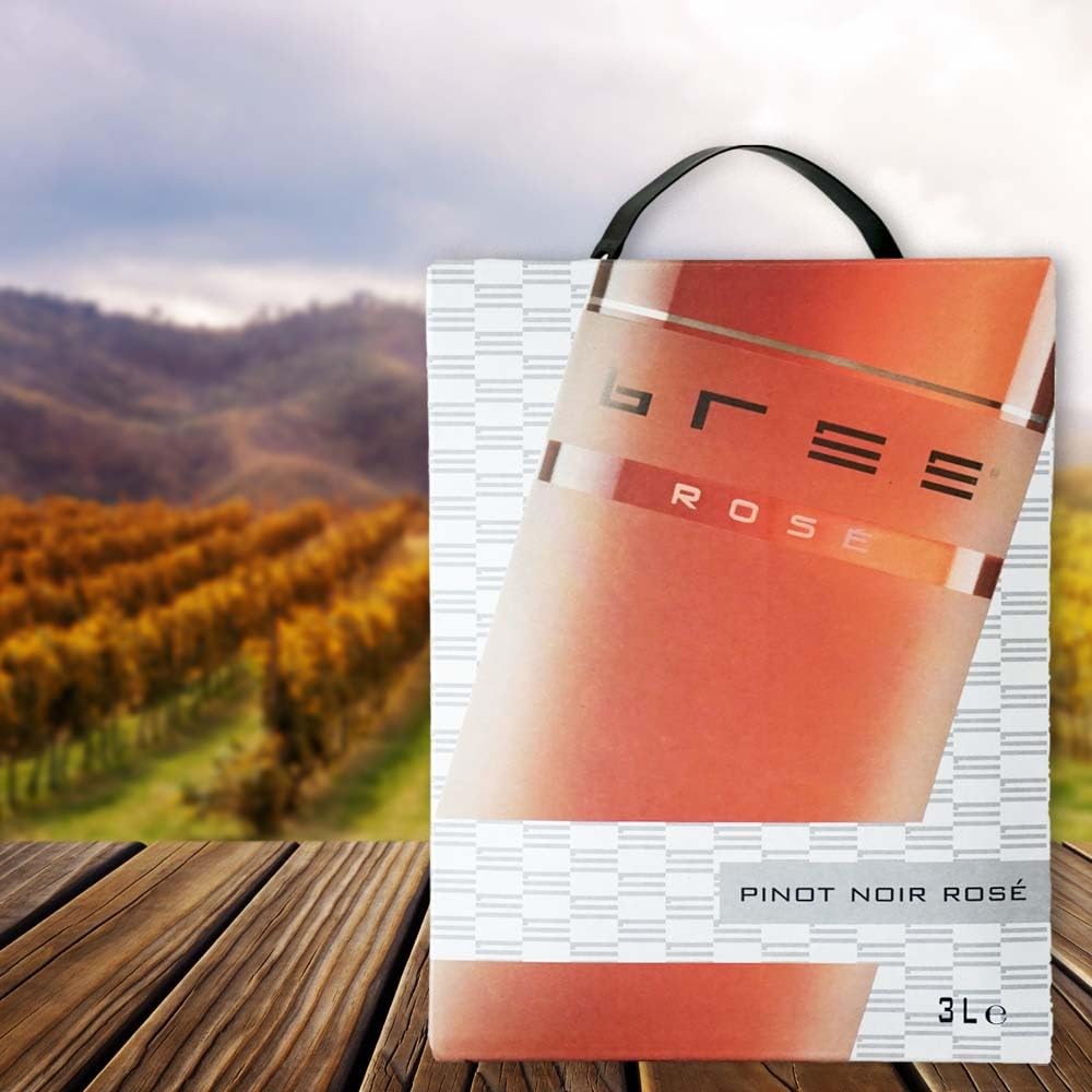 Bree Pinot Noir Rosé QbA, feinherb, Bag-in-Box, sortenreines Weinpaket + VINOX Winecards (4x3,0l)
