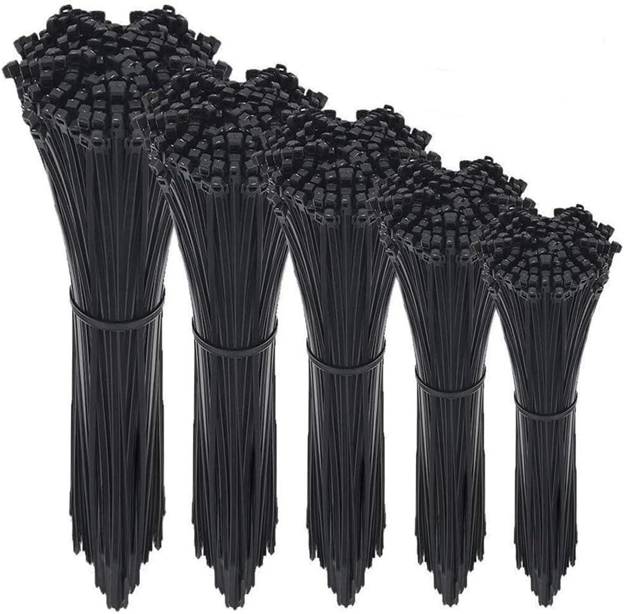 Cable Zip Ties,500 Packs Self-Locking 4+6+8+10+12-inch Width 0.16inch Nylon Cable Ties,Perfect for Home,Office,Garage and Workshop