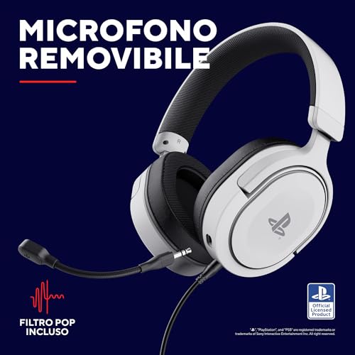 GXT 498W Forta Cuffie Ecosostenibile PS5 e PS4 con Licenza Ufficiale PlayStation 5, Over-Ear, Cavo da 1,2 m, Microfono Staccabile, Jack Audio 3.5 mm, Cuffie Gaming Cablate - Bianco - Cuffia gaming - Immagine 5