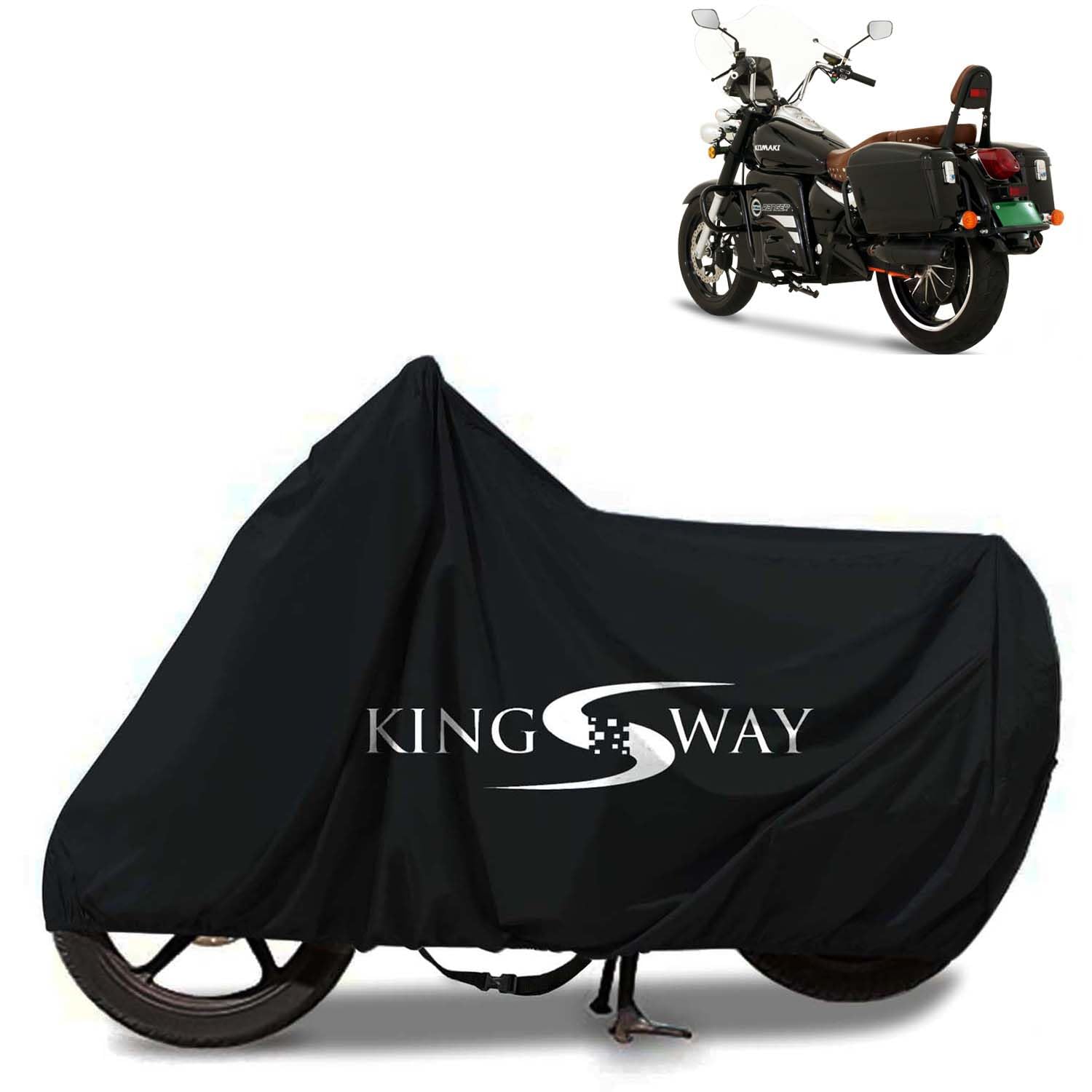 KINGSWAY® 100% Waterproof (Tested) Bike Body Cover Compatible with Komaki Ranger, for All Two Wheeler Bike Scooter Scooty with Carry Bag - Rubber Coated Inside for UV and Scratch Protection - Black (B0BW99WZ84) Amazon Price History, Amazon Price Tracker