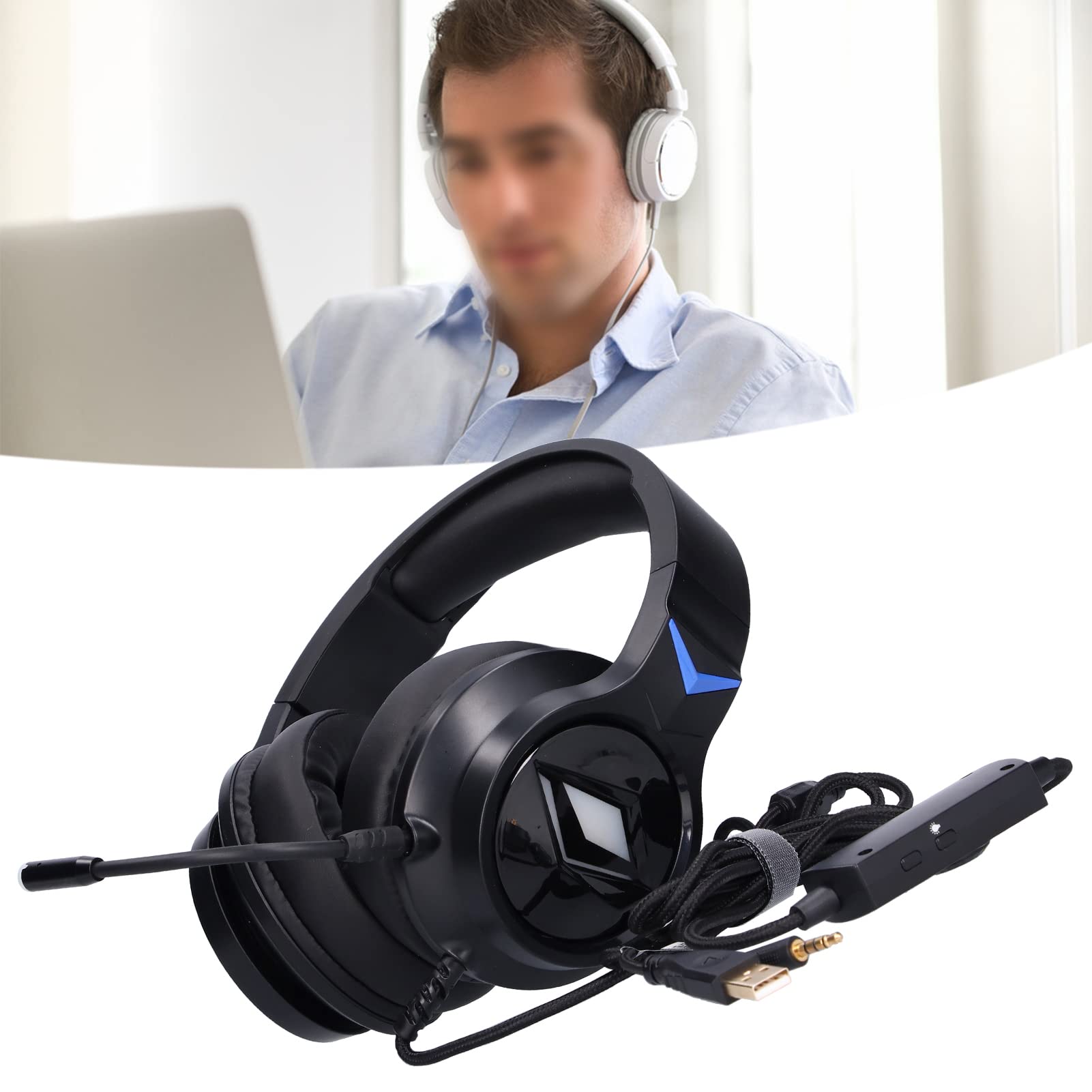 Cuffie da Gioco Cuffie con Surround con Cancellazione del Rumore Sopra L'orecchio per Laptop PC 50 Mm