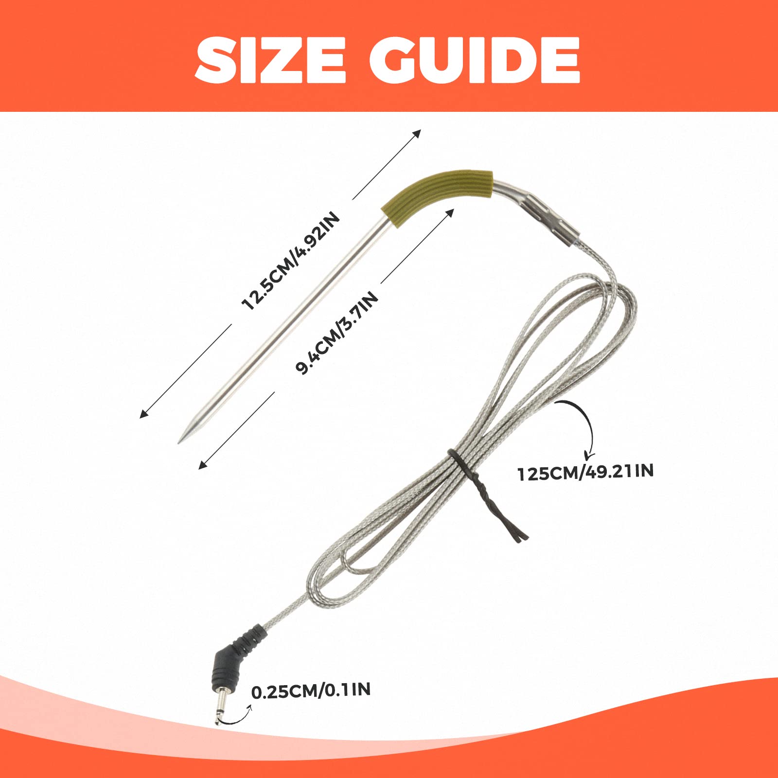 Ersatz-Fleischfühler, 2,5 mm Stecker, Temperaturfühler für Weber Igrill Mini, Igrill 2, Igrill 3, iGrill Pro, mit 2 Sondenclip-Haltern (grün und blau)