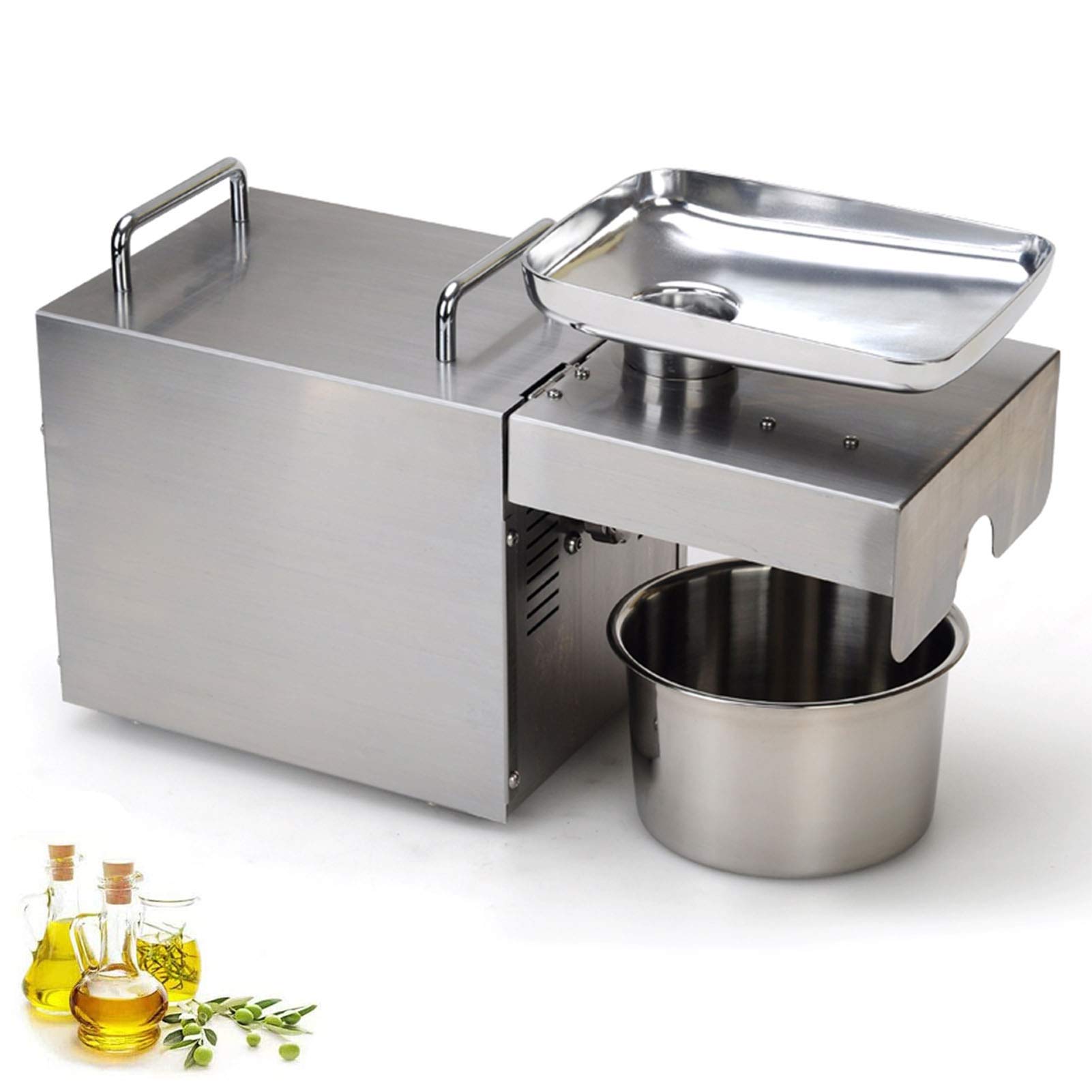 MYUYEE Cold Hot Nuts Oil Press Machine Automatic Stainless Steel Oil Extractor Home/Commercial Oil Expeller for Pressing Peanut Sesame Rapeseed 3-6KG/H,