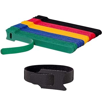 INOVERA 50 Pieces Cable Organizer Hook & Loop Tape - Wire/Cord Holder Management Strap - Reusable Hook & Loop Ties for PC, TV, Desk, WFH Accessories - Multi colour - image, photos